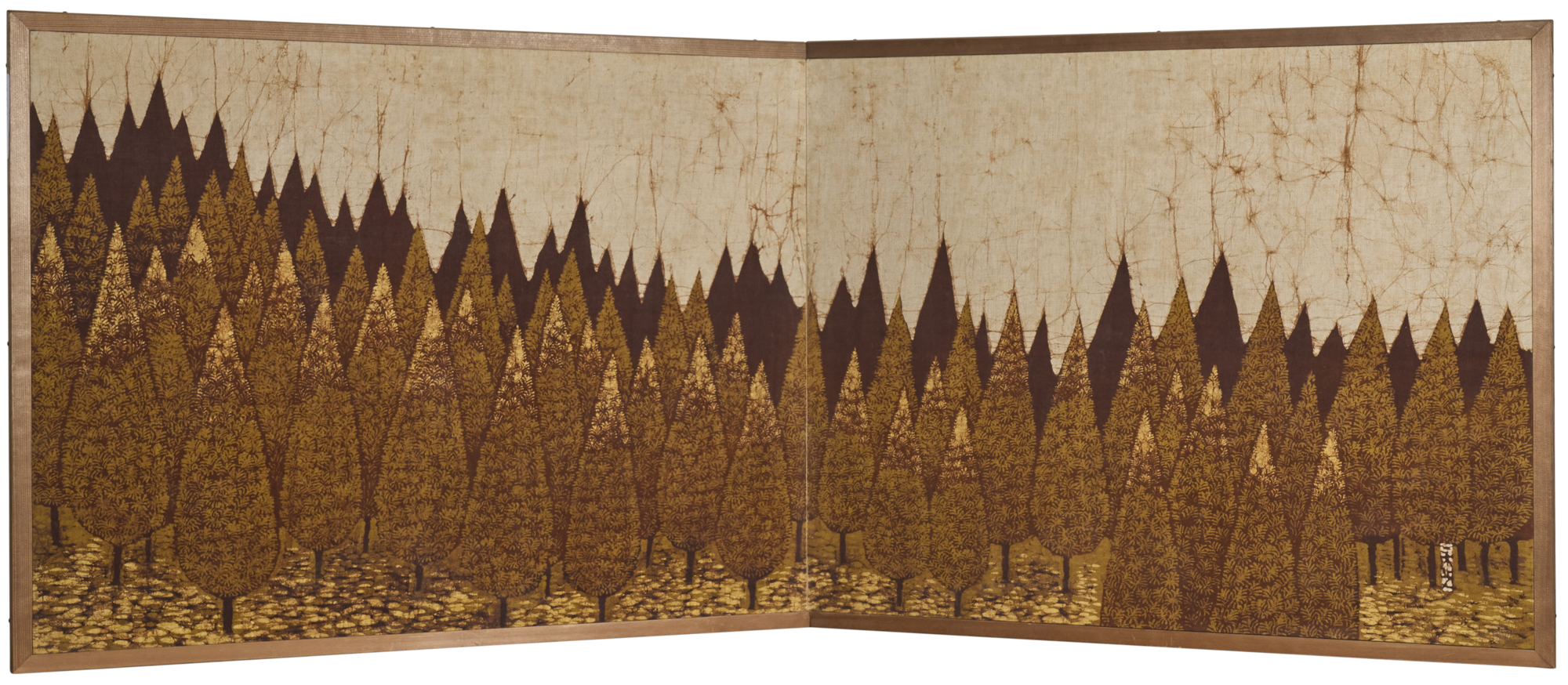 Japanese Two Panel Screen: Pine Grove