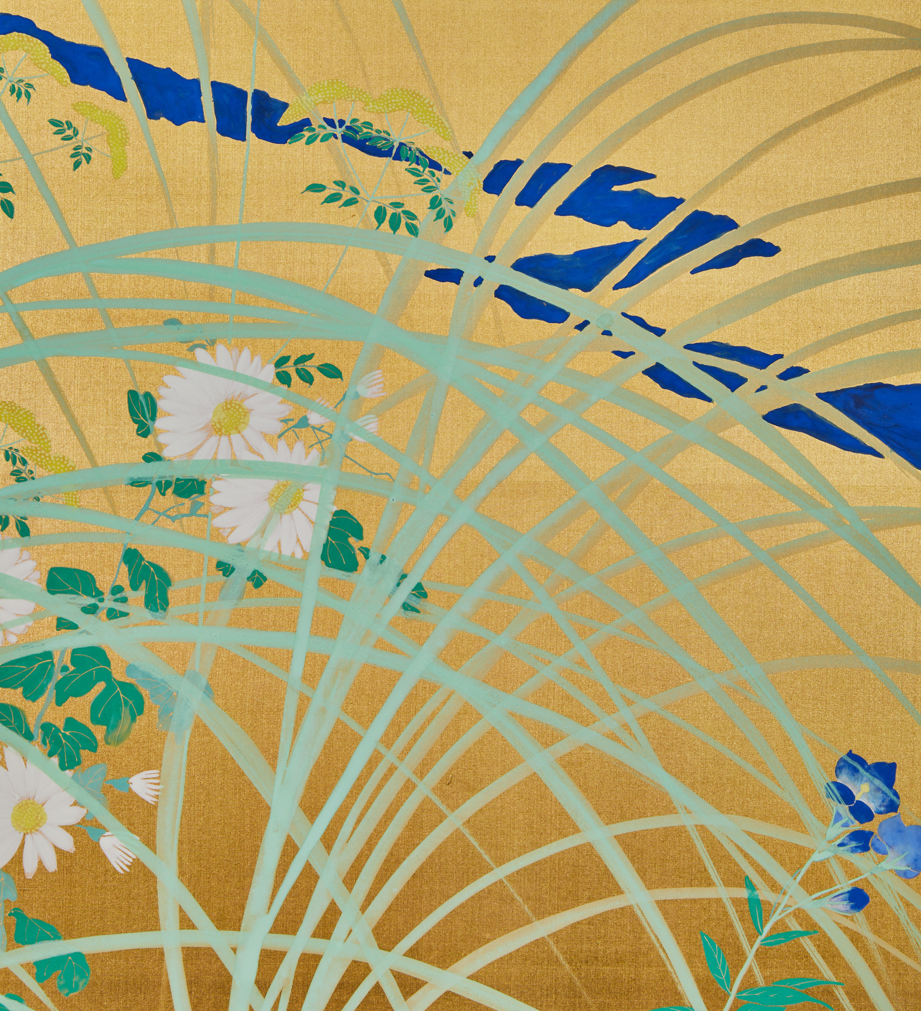 Pair of Japanese Two Panel Screens: Flowers by River’s Edge