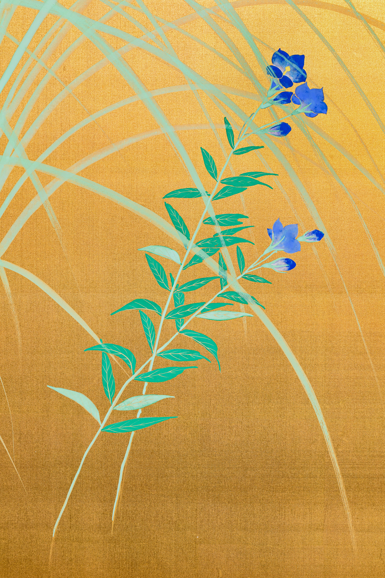 Pair of Japanese Two Panel Screens: Flowers by River’s Edge