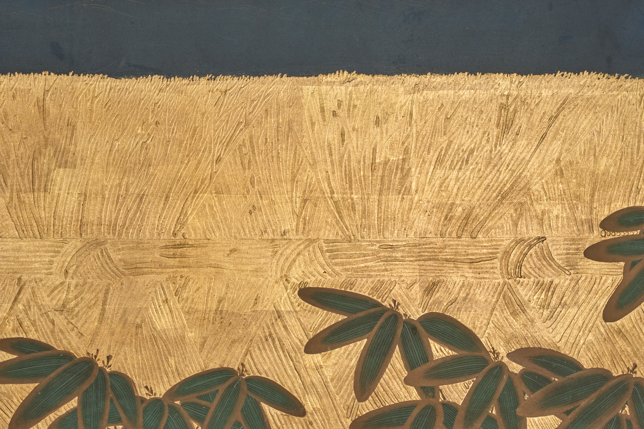 Japanese Two Panel Screen: Plovers Over Waves