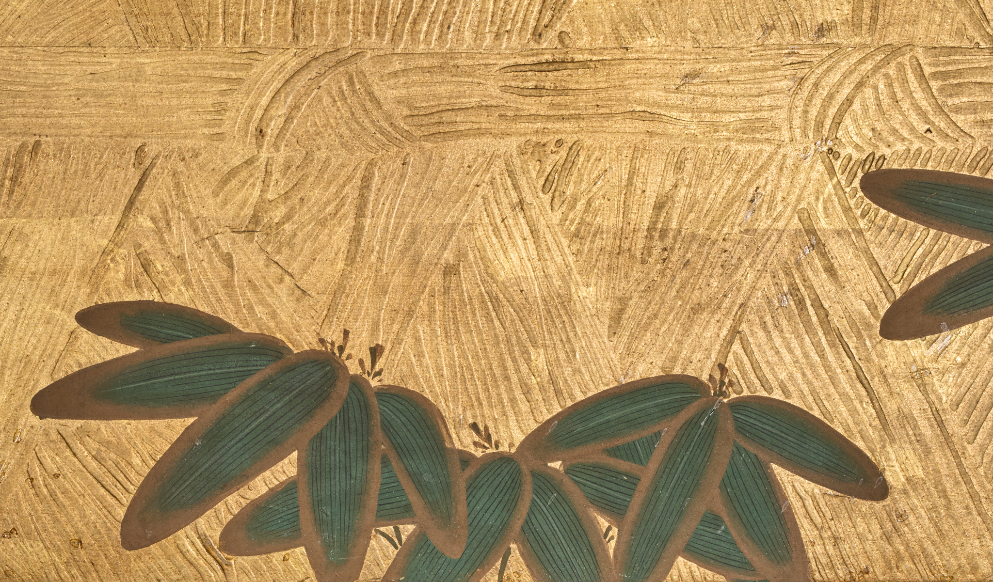 Japanese Two Panel Screen: Plovers Over Waves