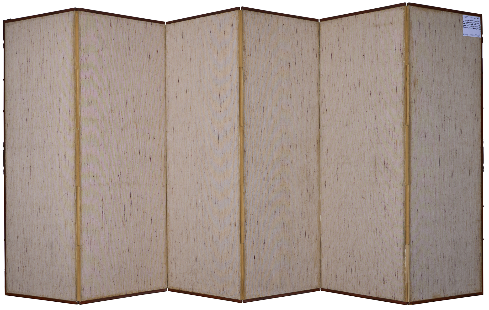 Japanese Six Panel Screen: Peony and Wild Grasses on Gold