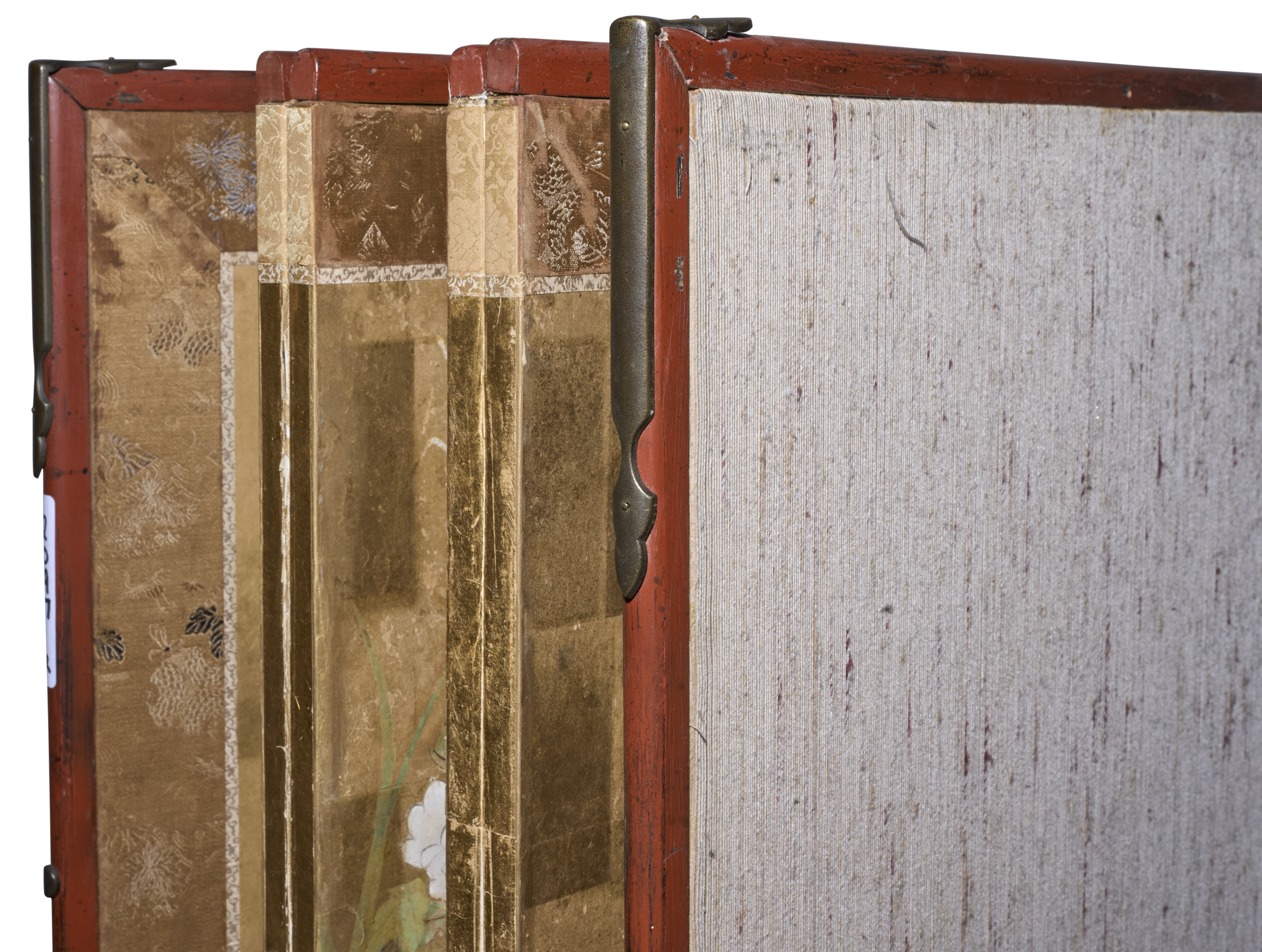 Japanese Six Panel Screen: Peony and Wild Grasses on Gold