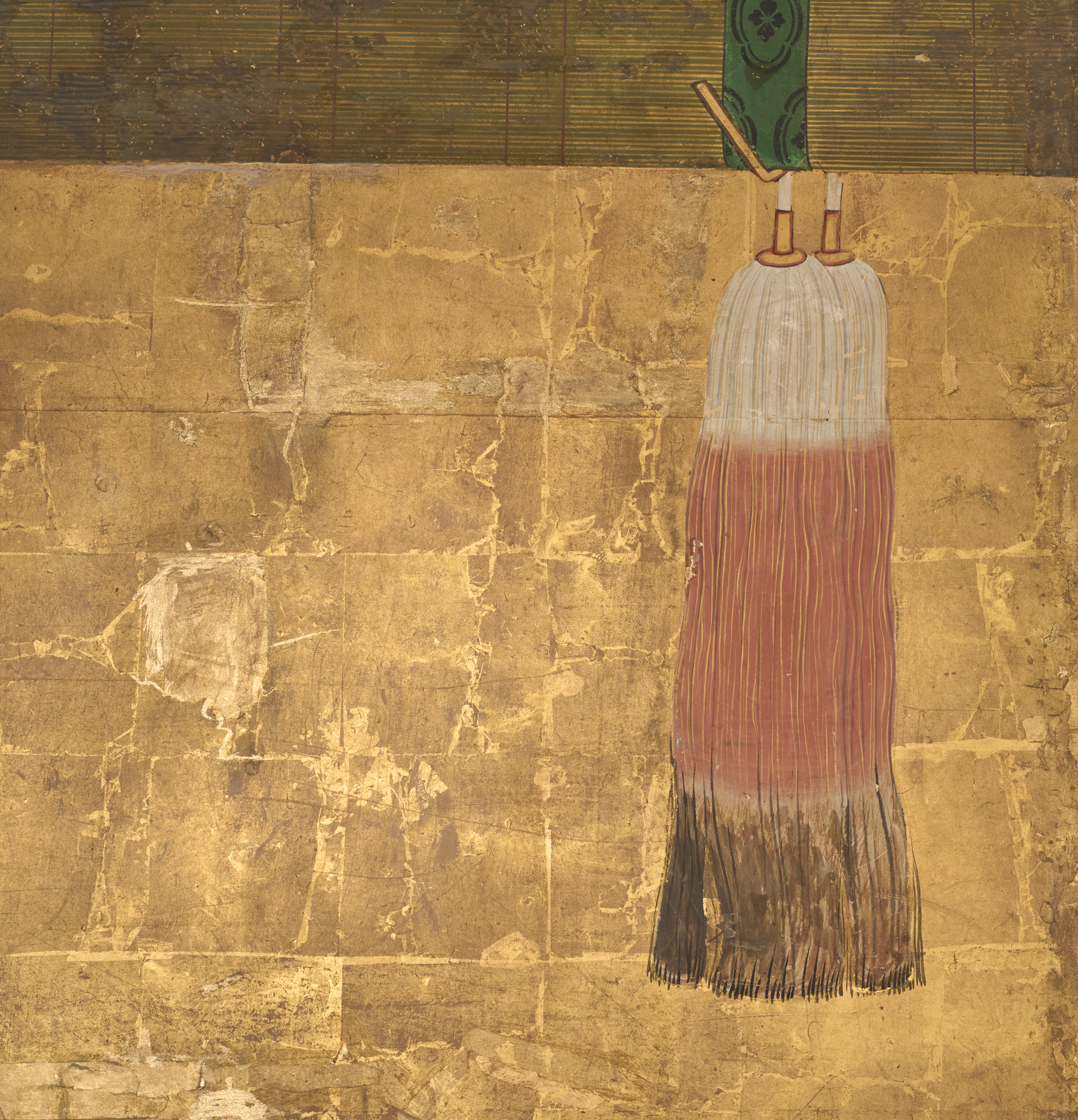 Japanese Two Panel Screen: Sudare on Gold Leaf