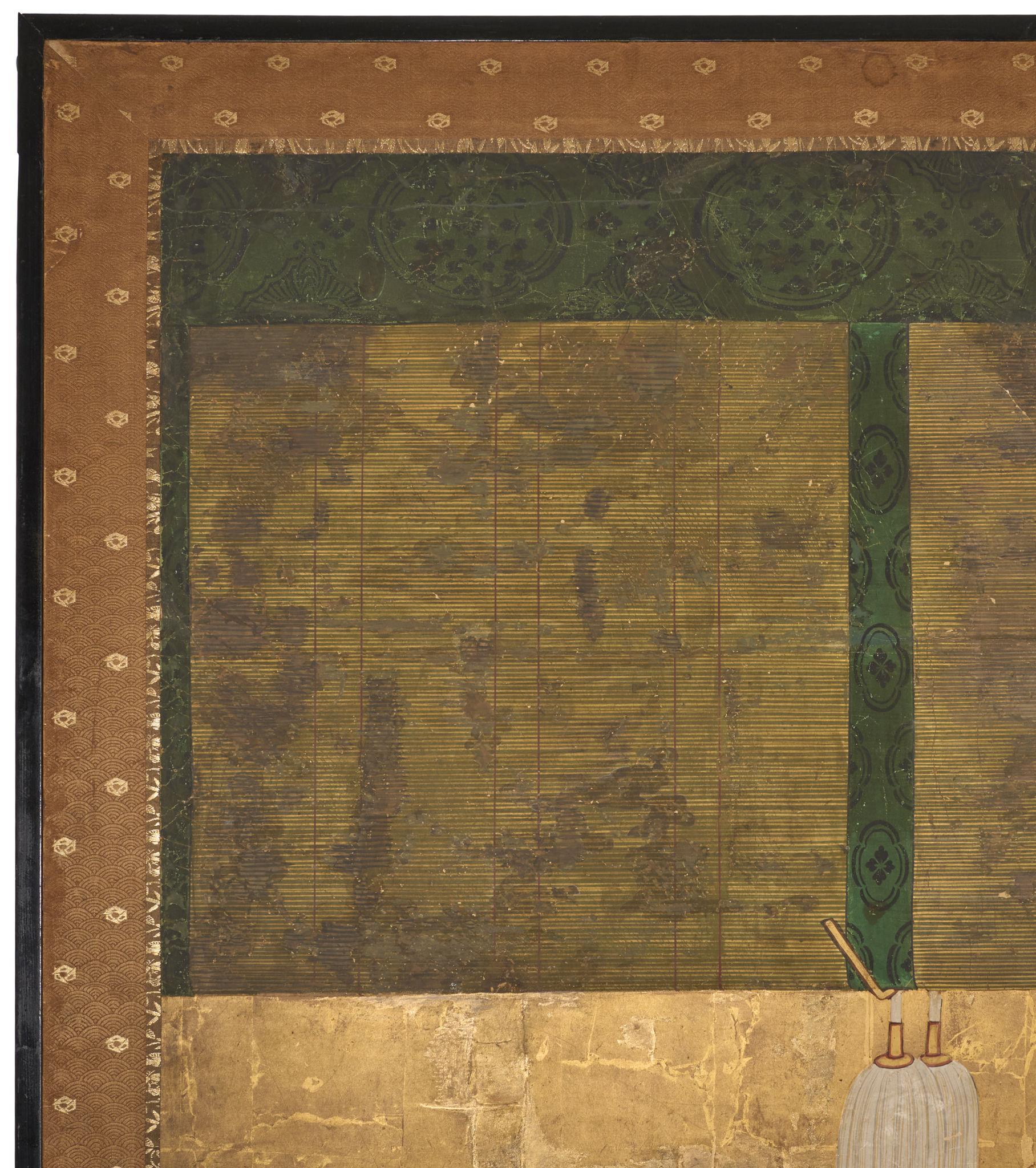 Japanese Two Panel Screen: Sudare on Gold Leaf