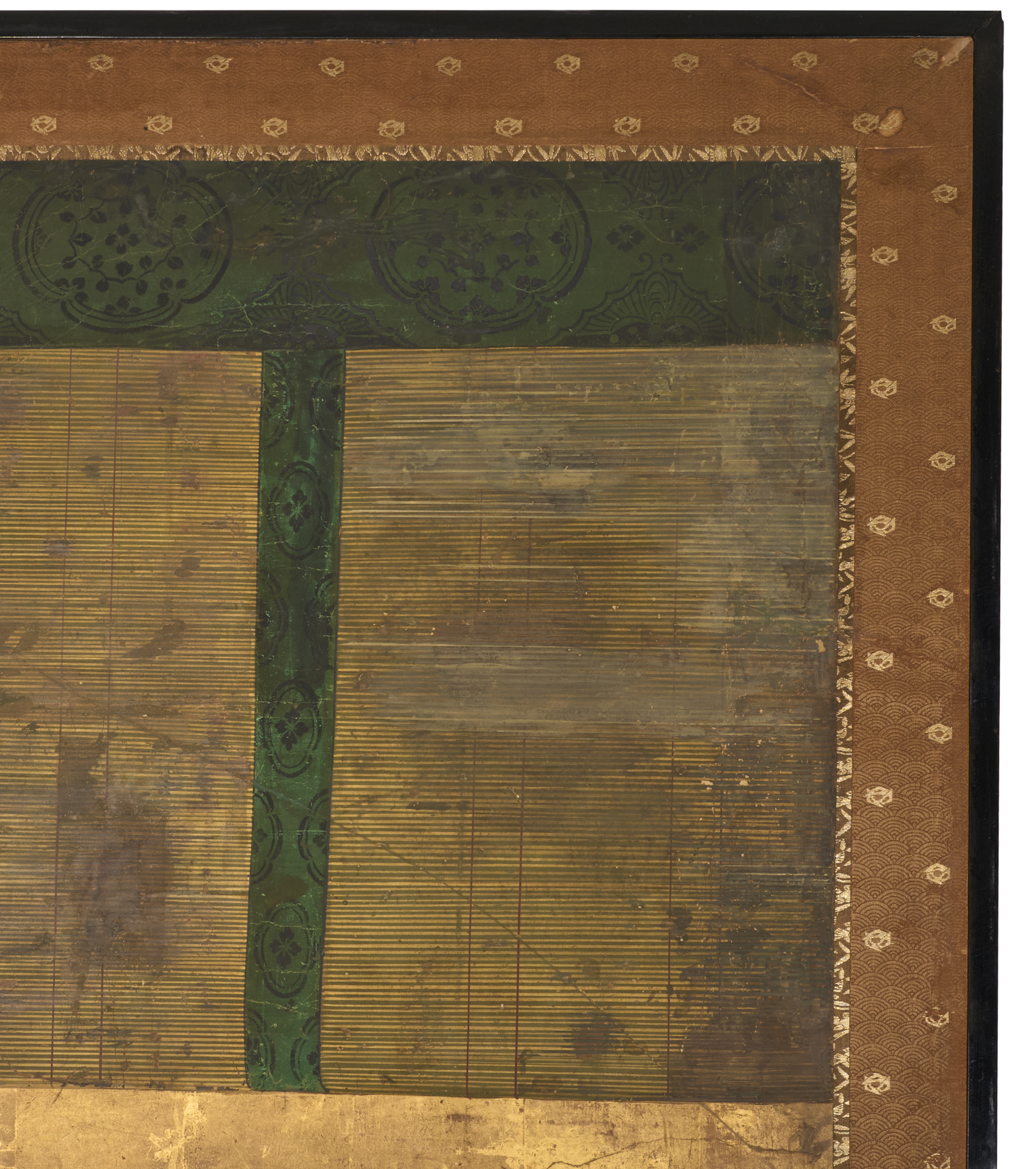 Japanese Two Panel Screen: Sudare on Gold Leaf