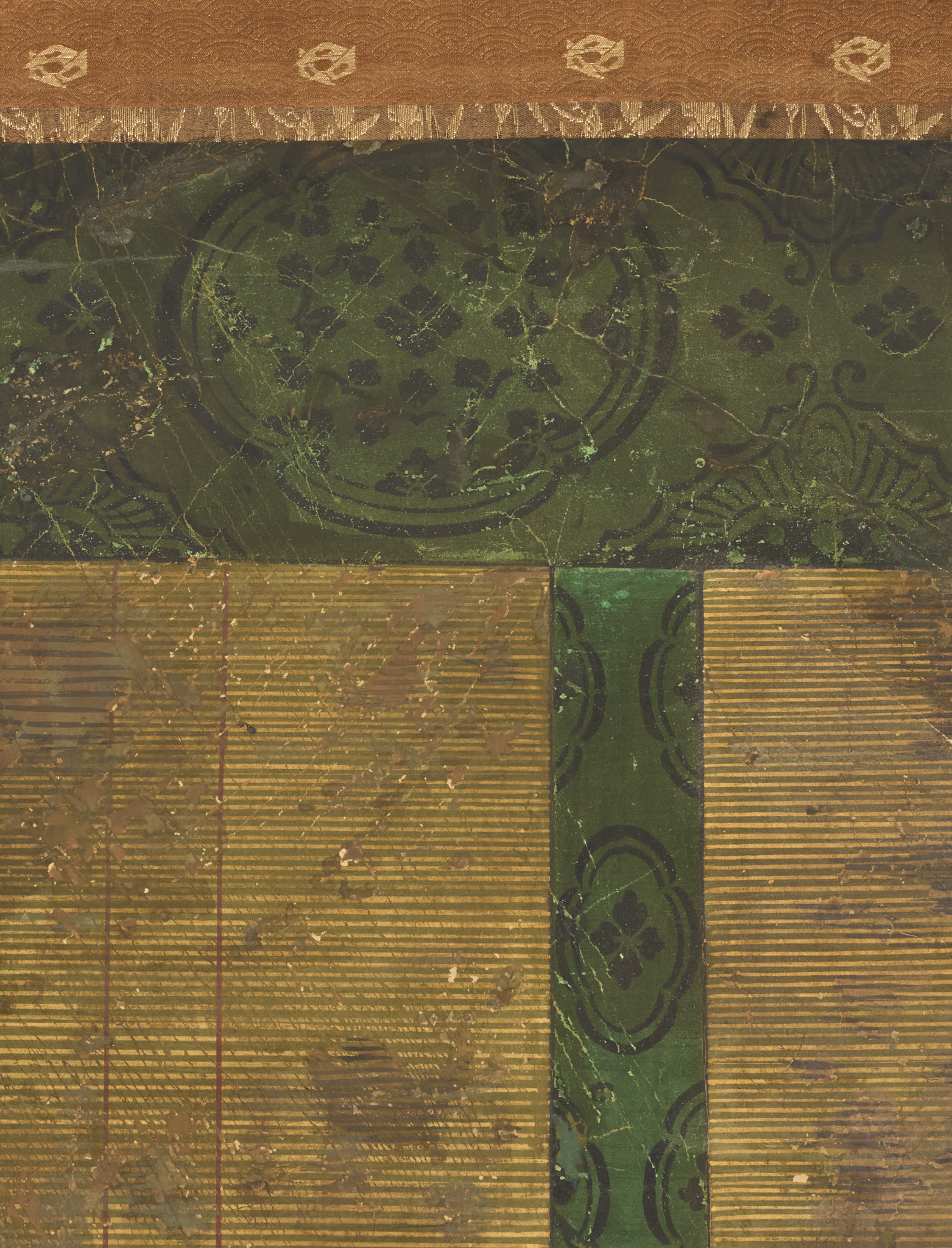 Japanese Two Panel Screen: Sudare on Gold Leaf