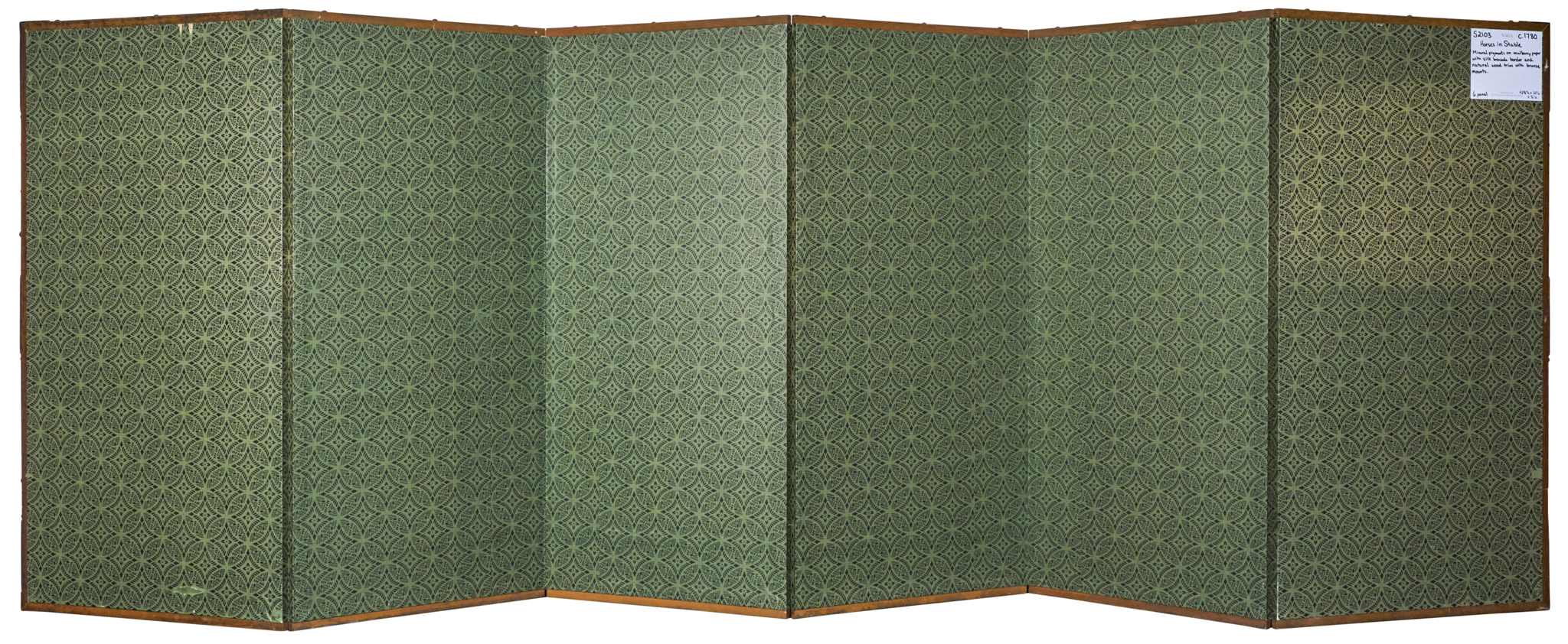 Japanese Six Panel Screen: Horses in Stable