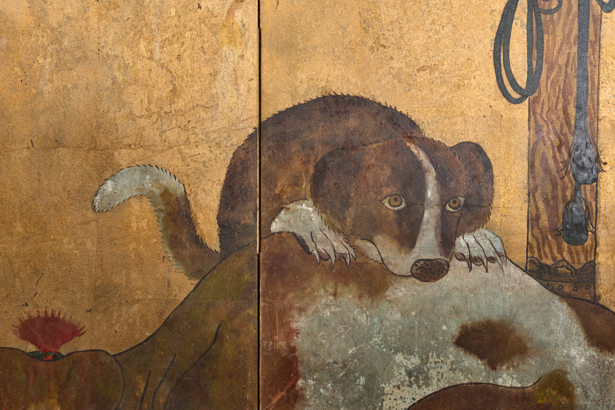 Japanese Two Panel Screen: European Hounds