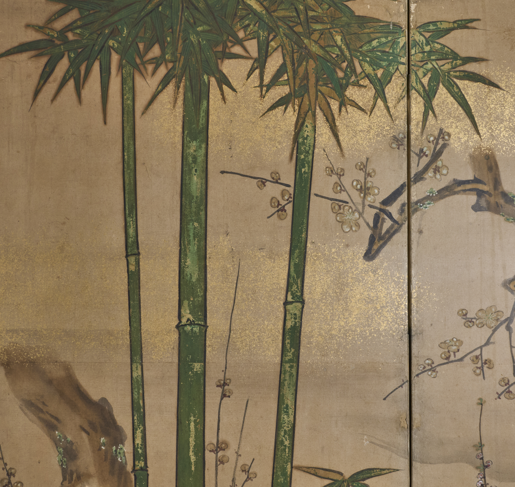 Japanese Six Panel Screen: Pheasant in River Landscape