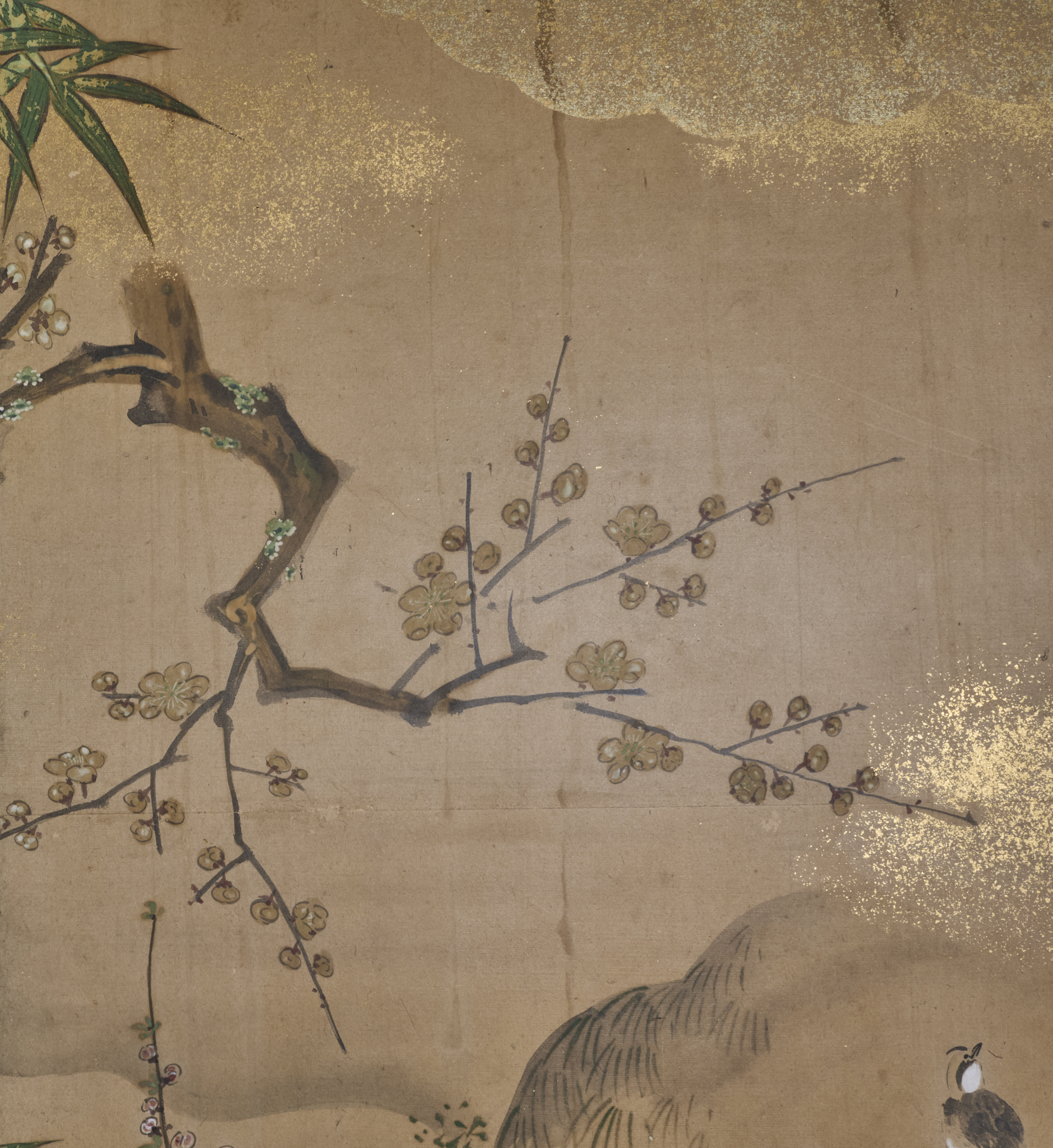 Japanese Six Panel Screen: Pheasant in River Landscape