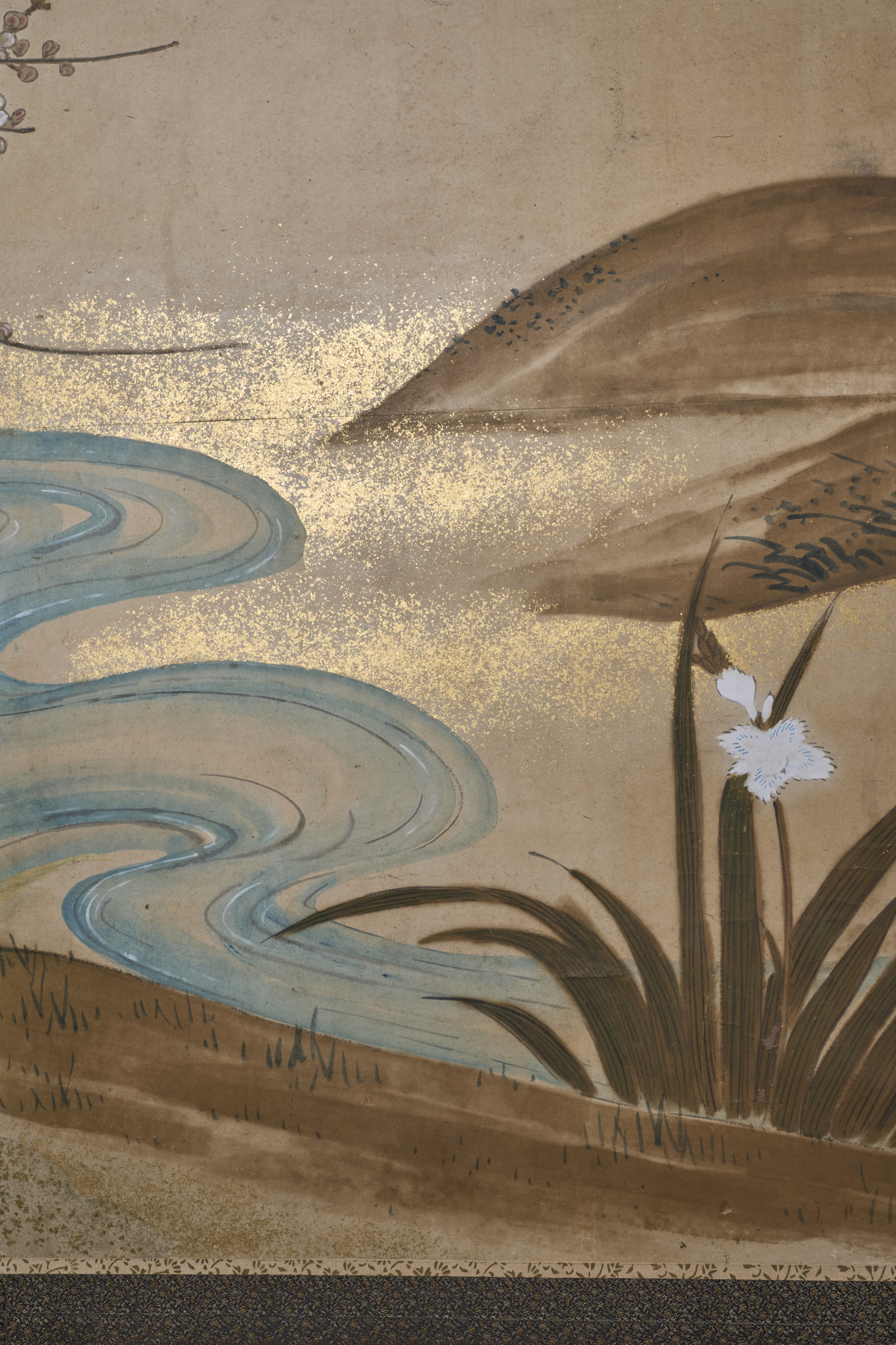 Japanese Six Panel Screen: Pheasant in River Landscape