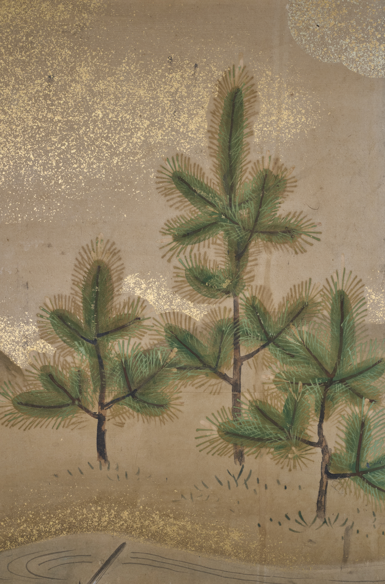 Japanese Six Panel Screen: Pheasant in River Landscape