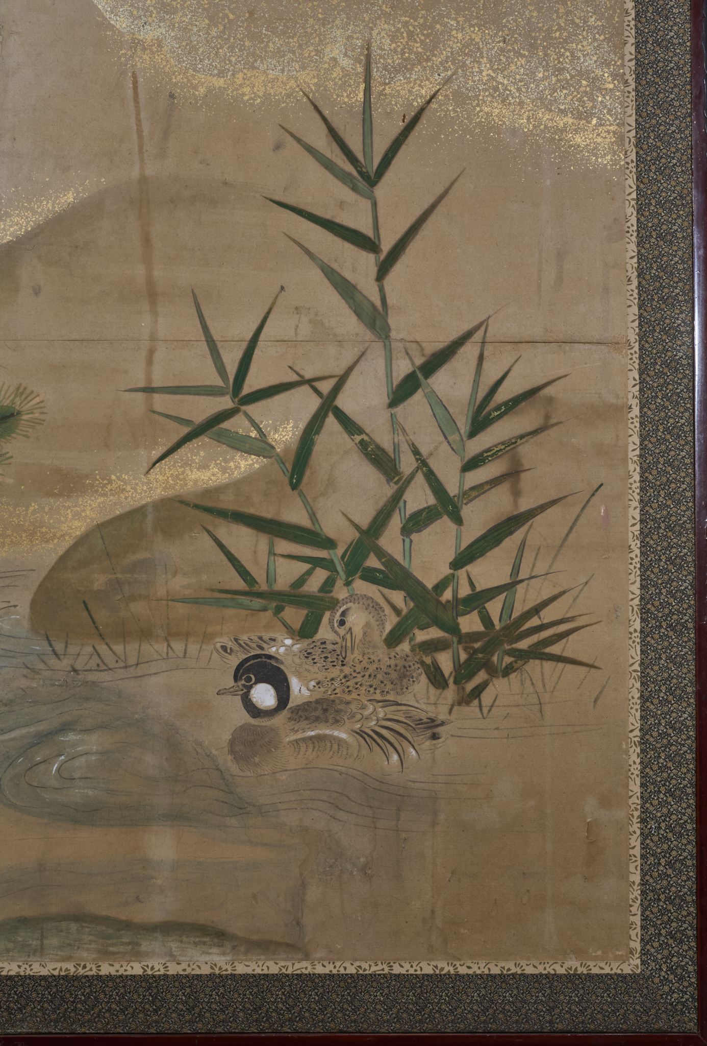 Japanese Six Panel Screen: Pheasant in River Landscape