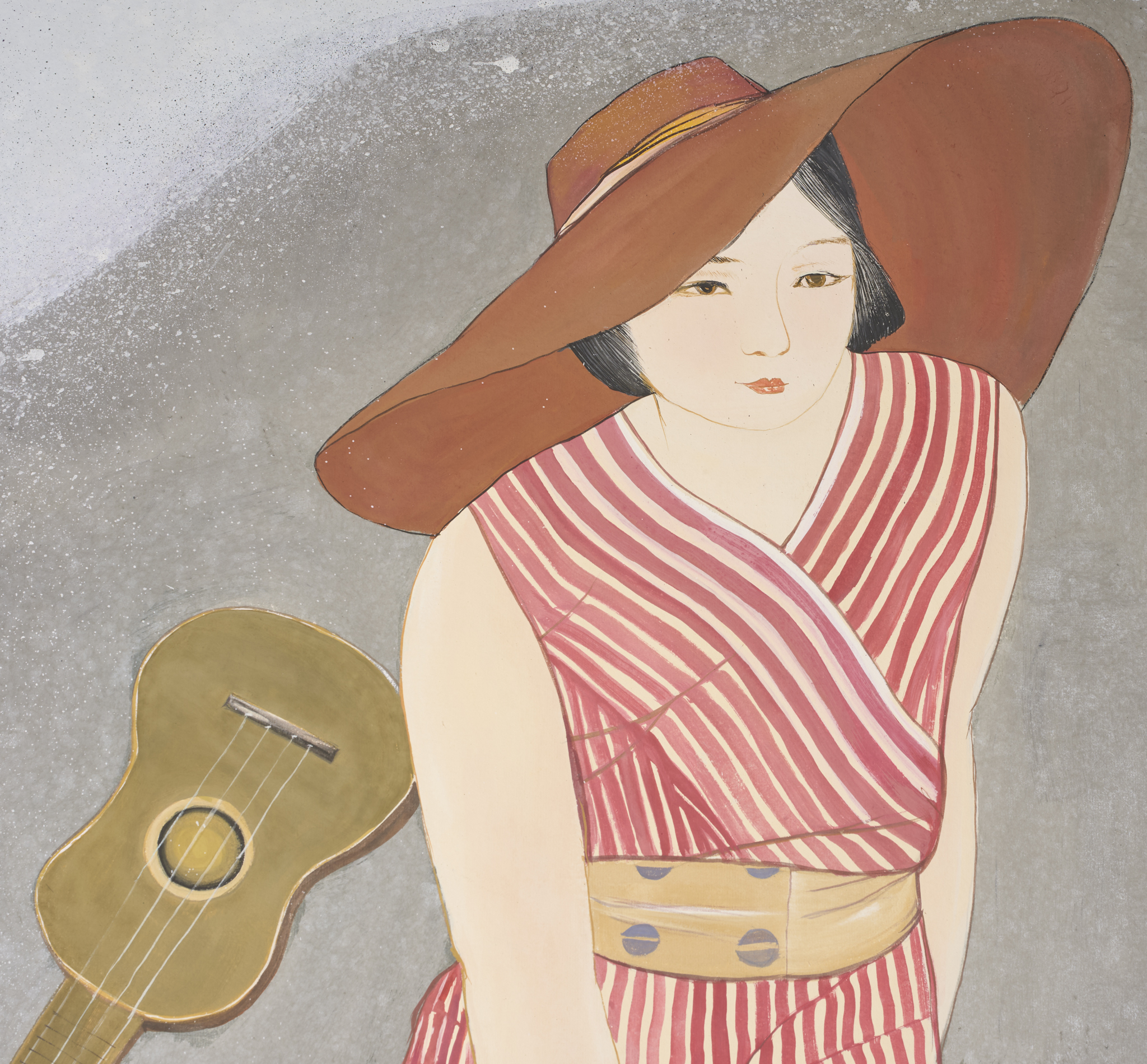 Japanese Two Panel Screen: Beach Party