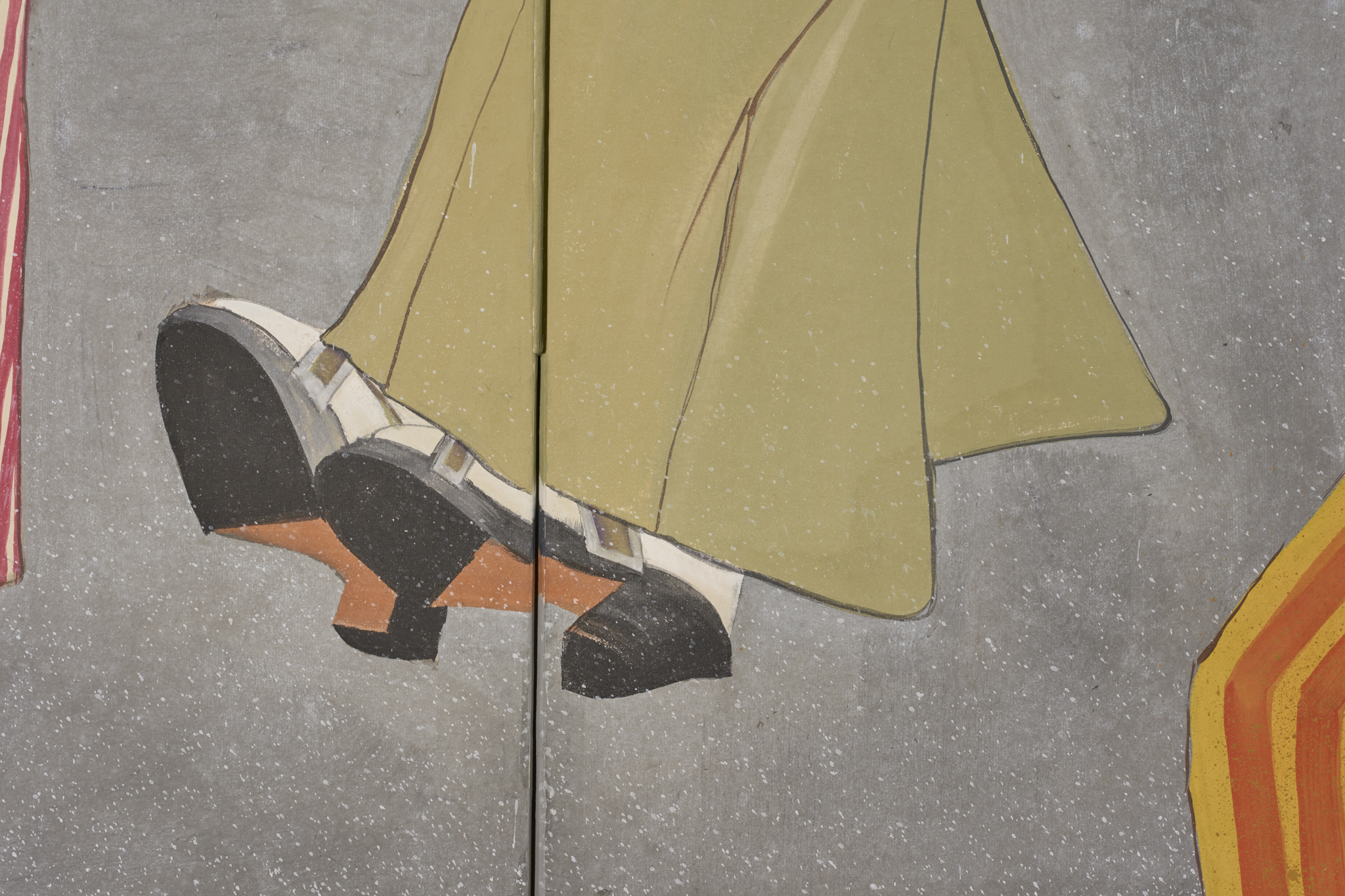 Japanese Two Panel Screen: Beach Party