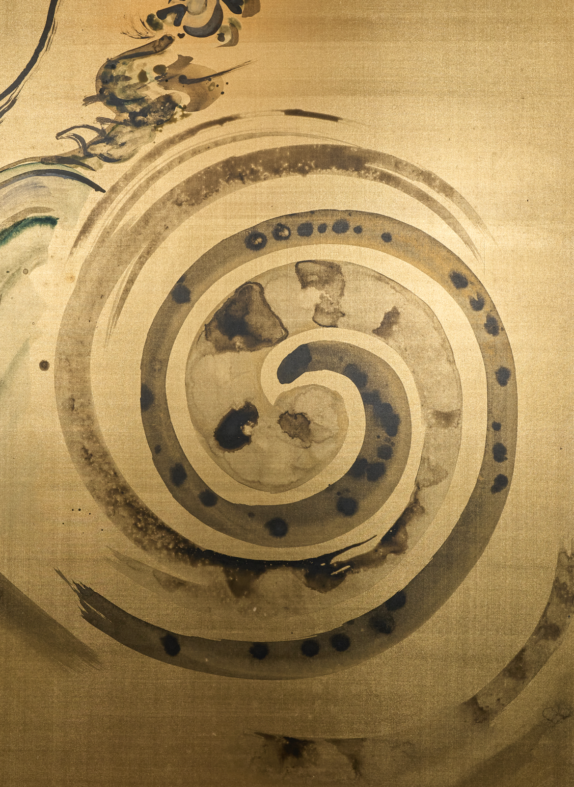 Japanese Two Panel Screen: Whimsical Dragon