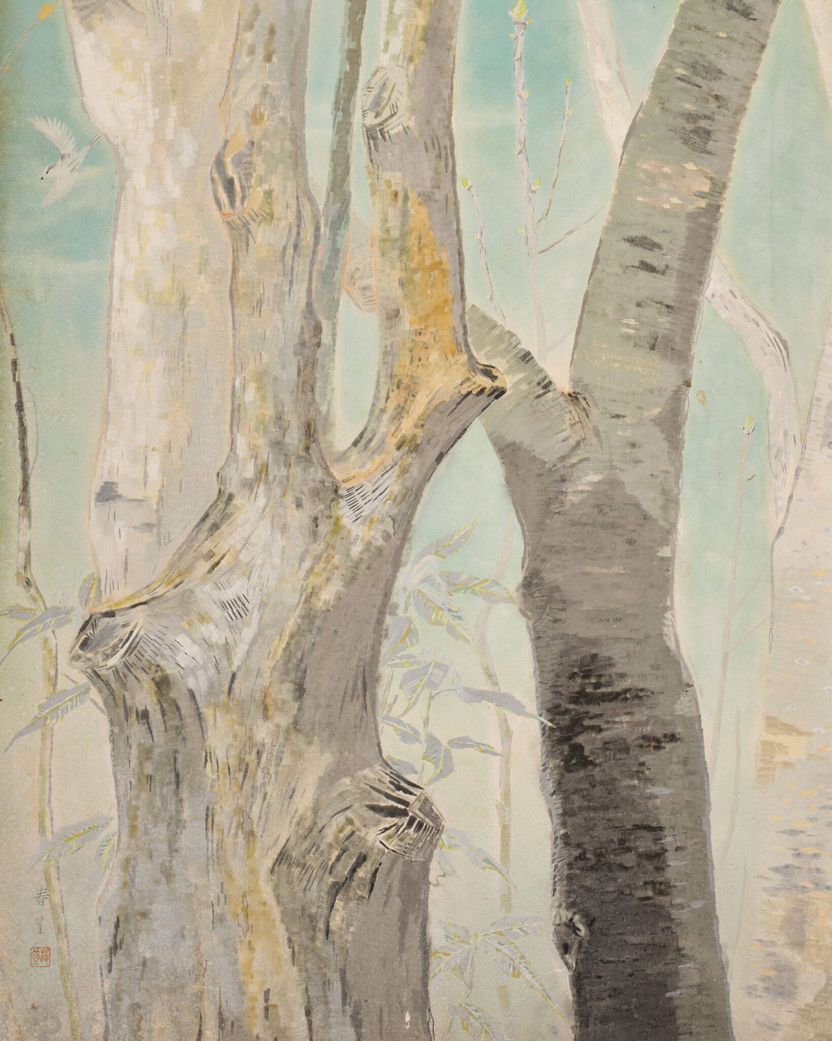 Japanese Two Panel Screen: A View Through the Trees