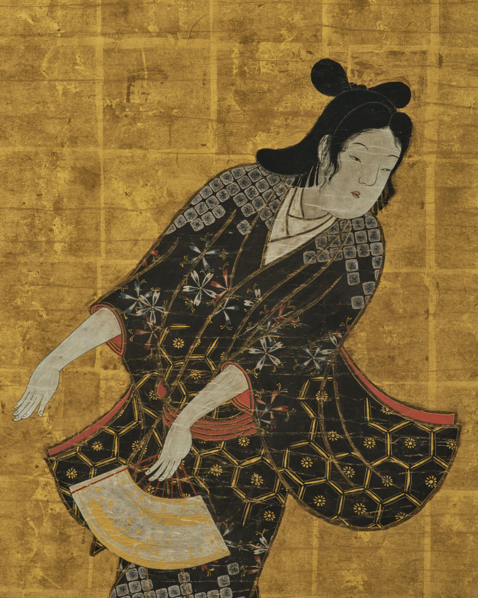 Pair of Framed Single Panels: Hikone Ukiyo-e Style Dancers