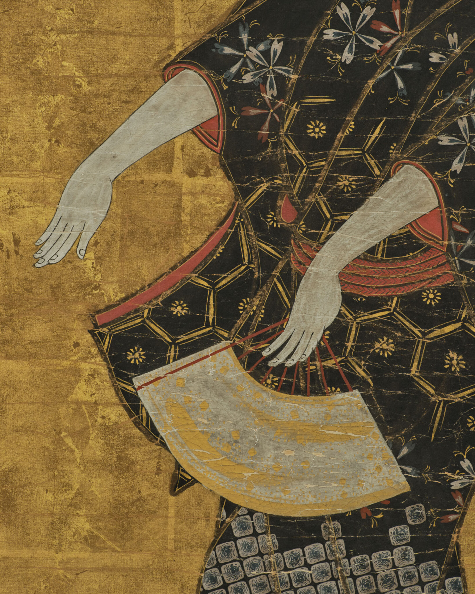Pair of Framed Single Panels: Hikone Ukiyo-e Style Dancers