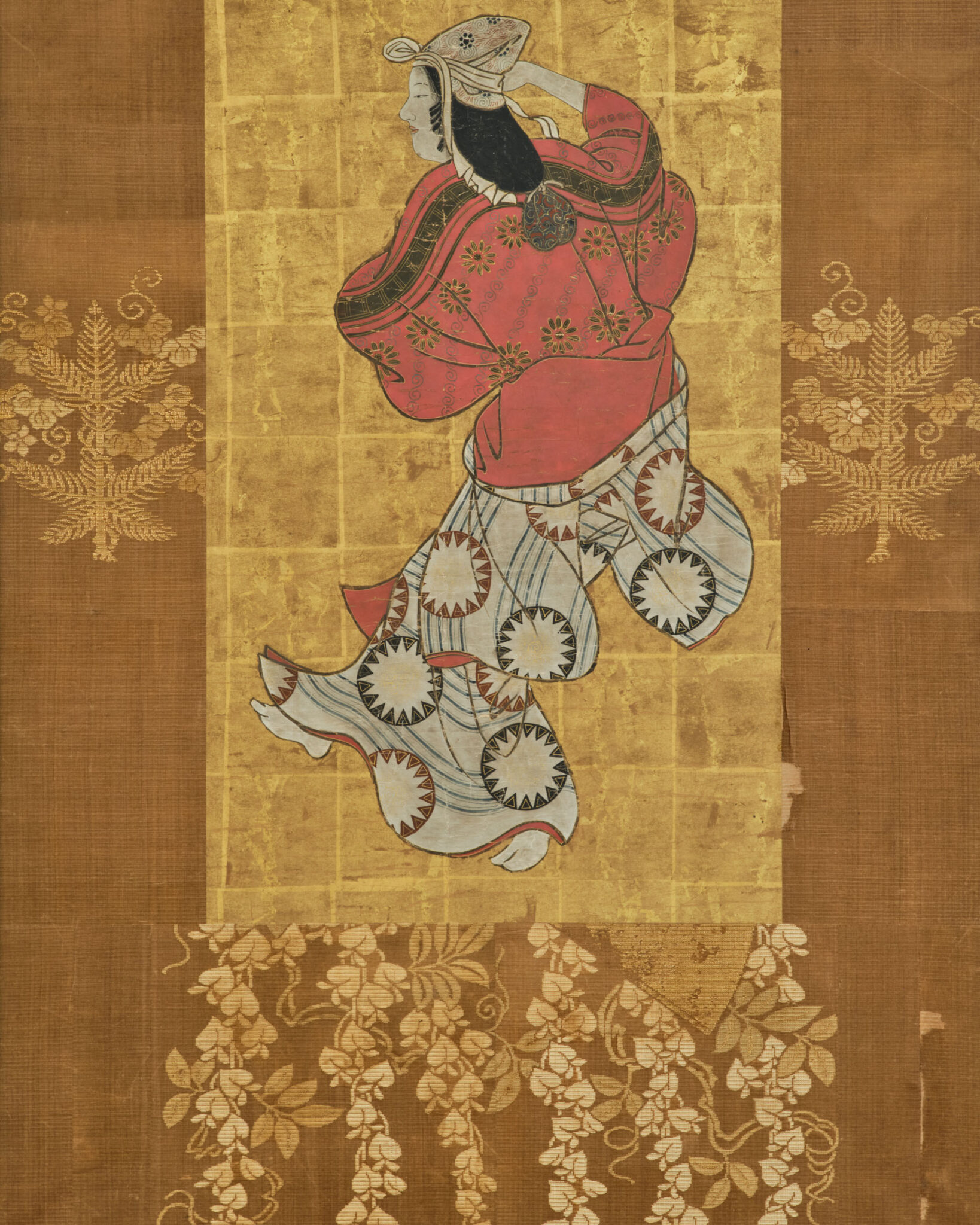Pair of Framed Single Panels: Hikone Ukiyo-e Style Dancers
