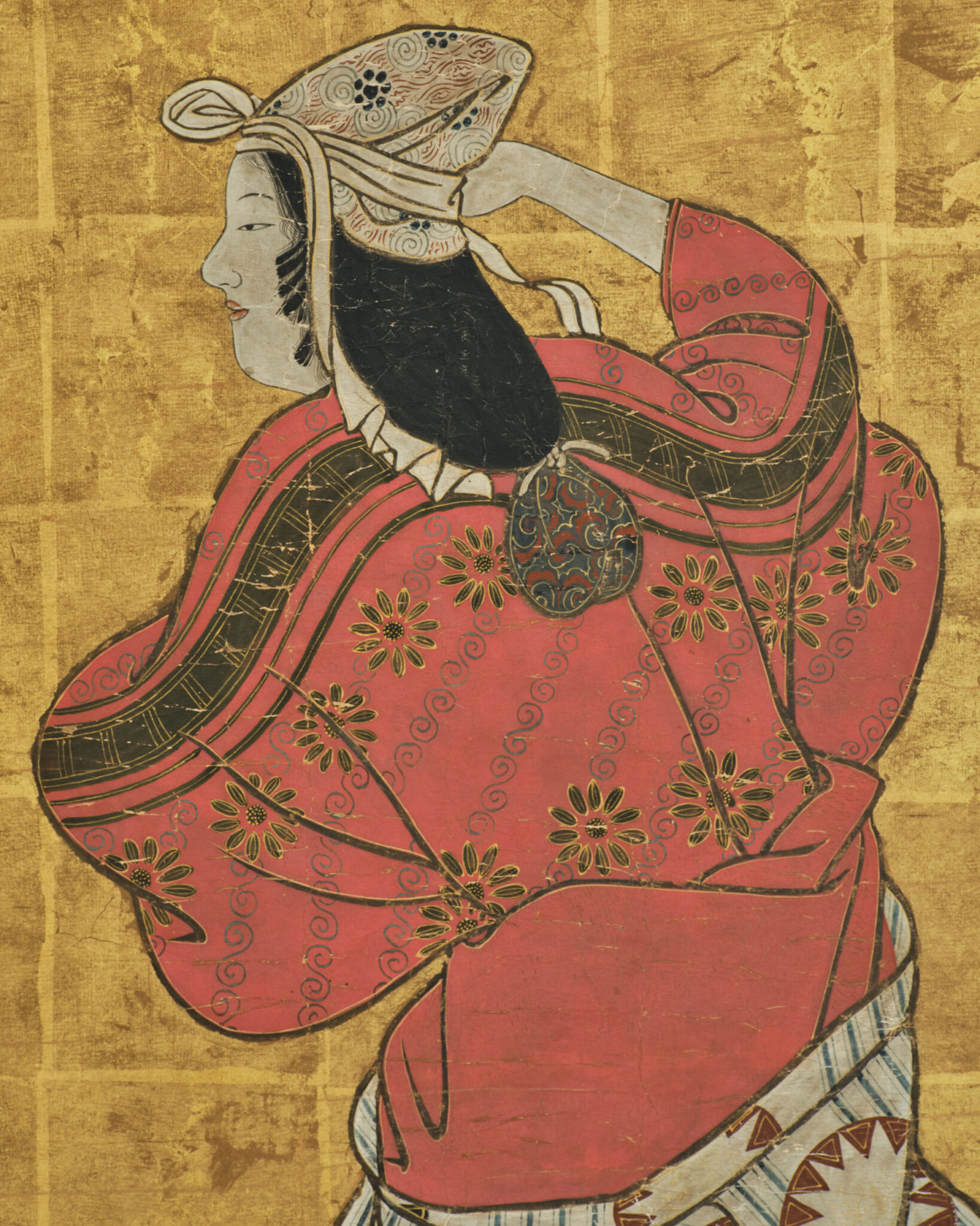 Pair of Framed Single Panels: Hikone Ukiyo-e Style Dancers