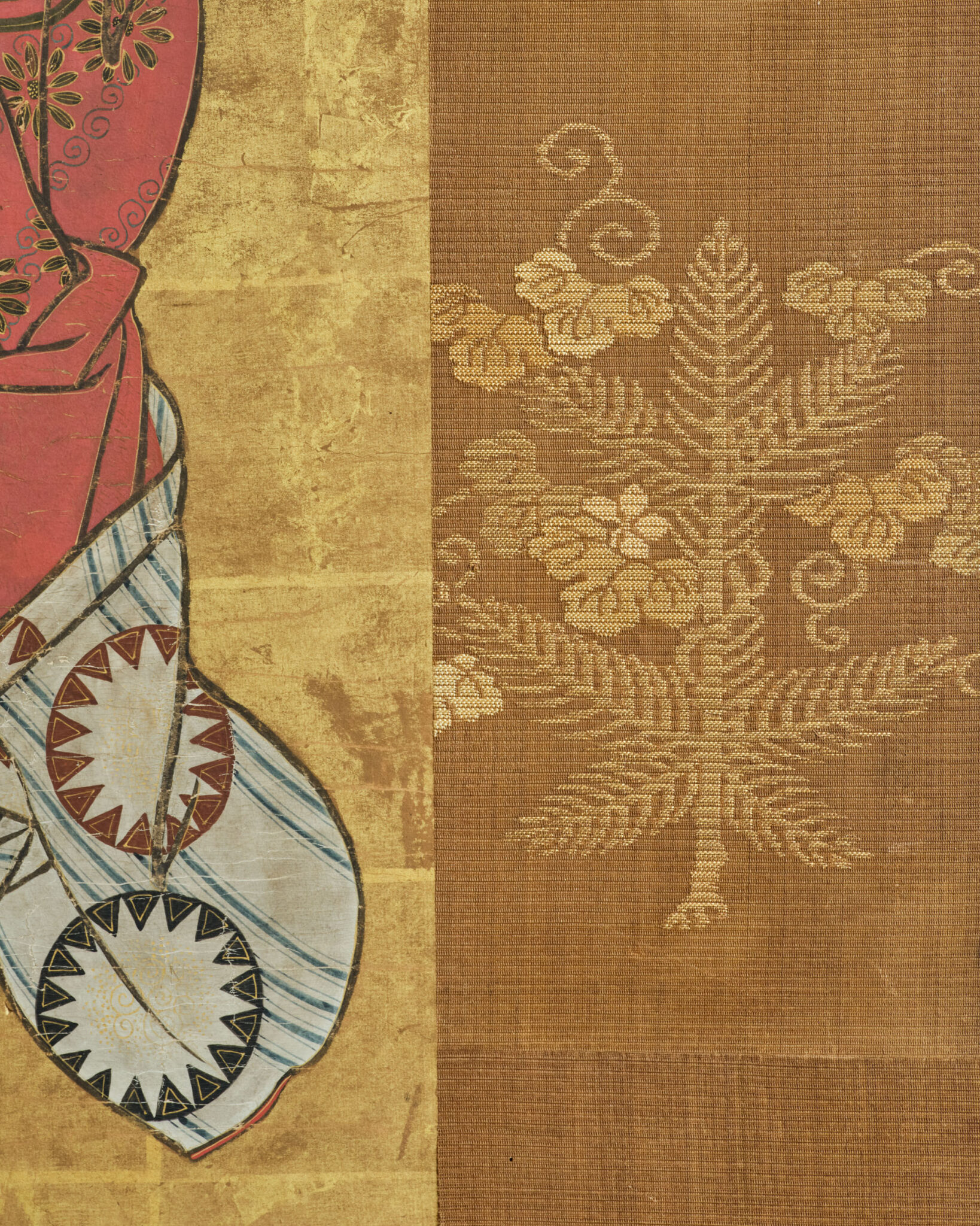 Pair of Framed Single Panels: Hikone Ukiyo-e Style Dancers