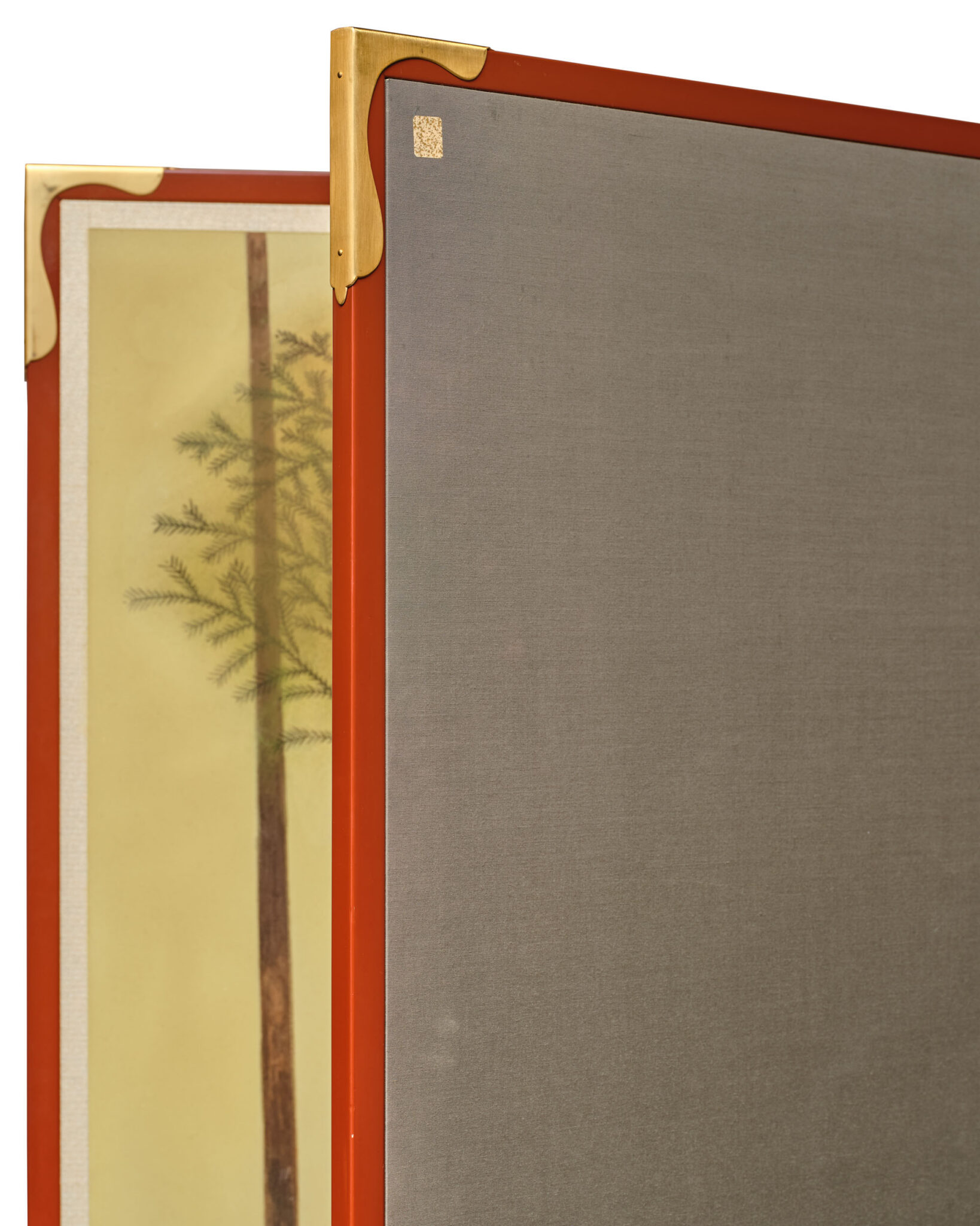 Japanese Two Panel Screen: Topiary Pine by River’s Edge