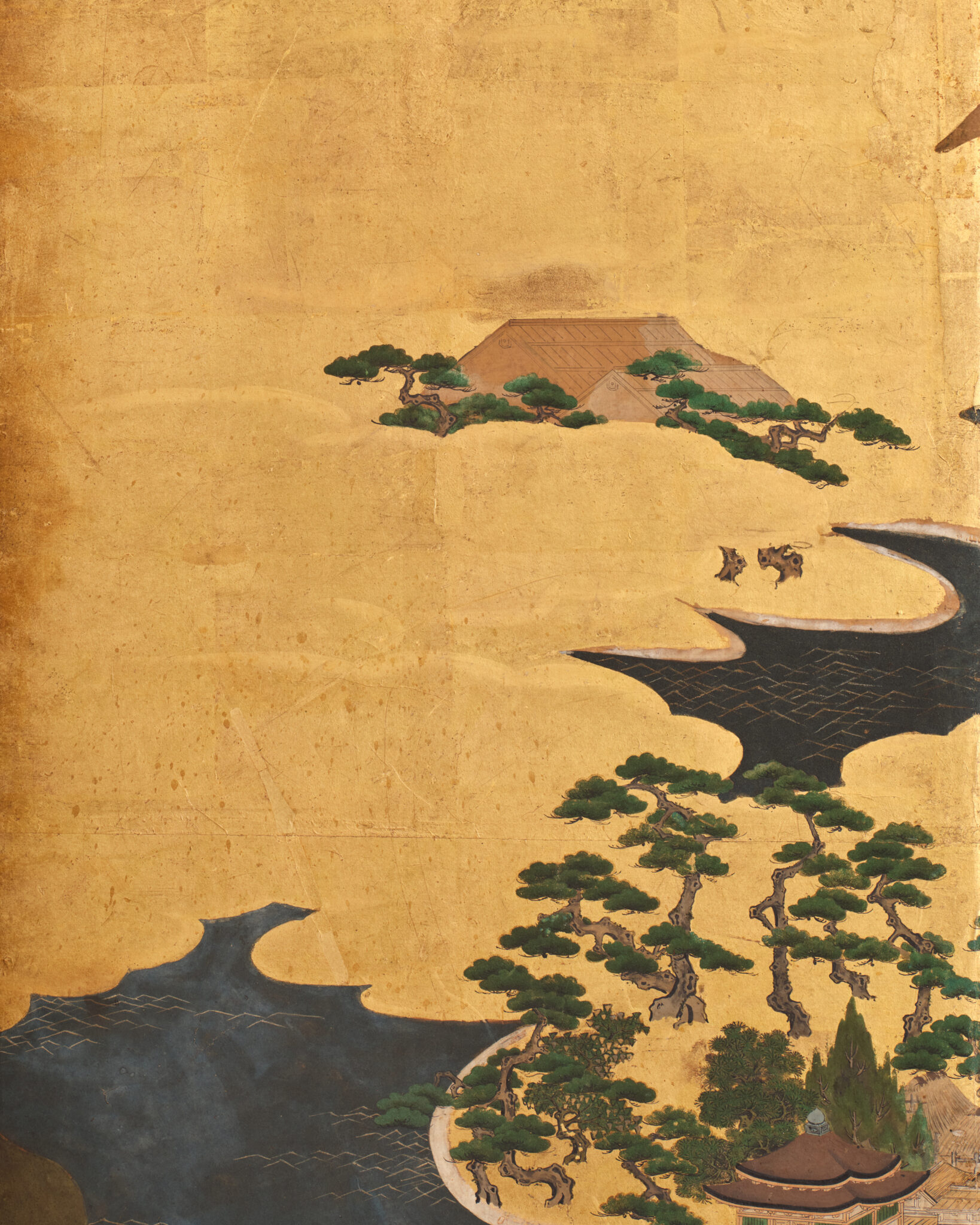 Japanese Six-Panel Screen: Seaside Shrine