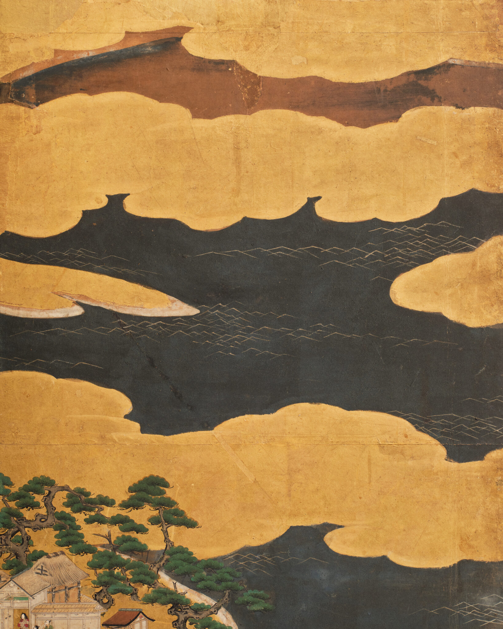 Japanese Six-Panel Screen: Seaside Shrine
