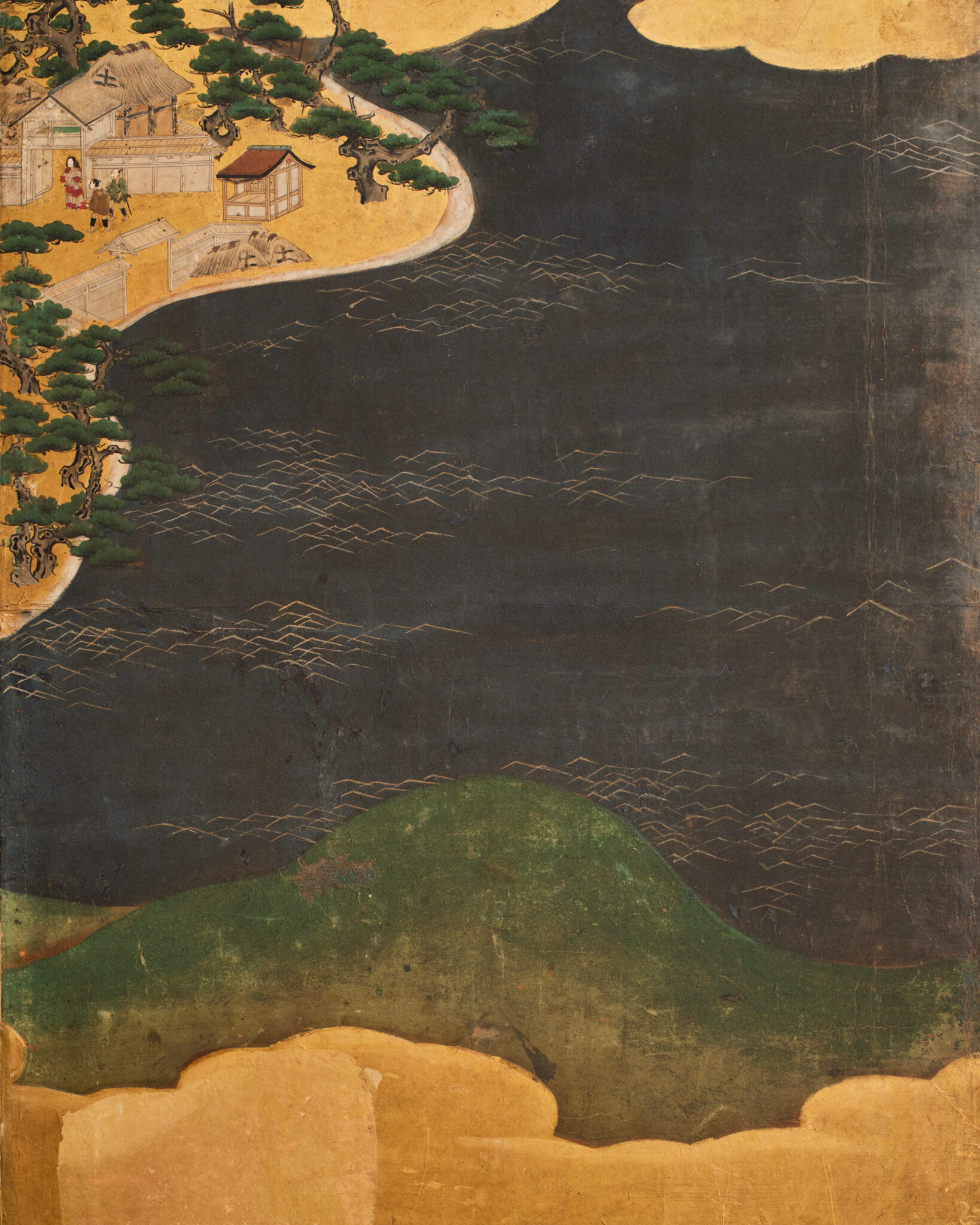 Japanese Six-Panel Screen: Seaside Shrine