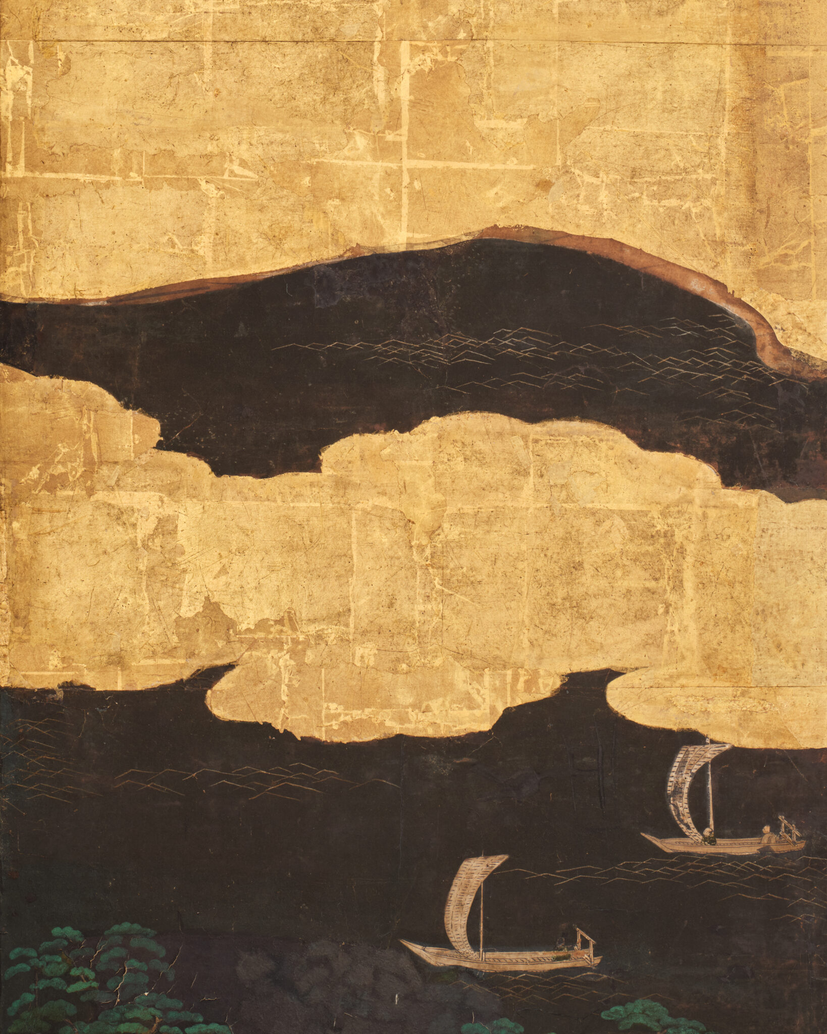 Japanese Six-Panel Screen: Seaside Shrine