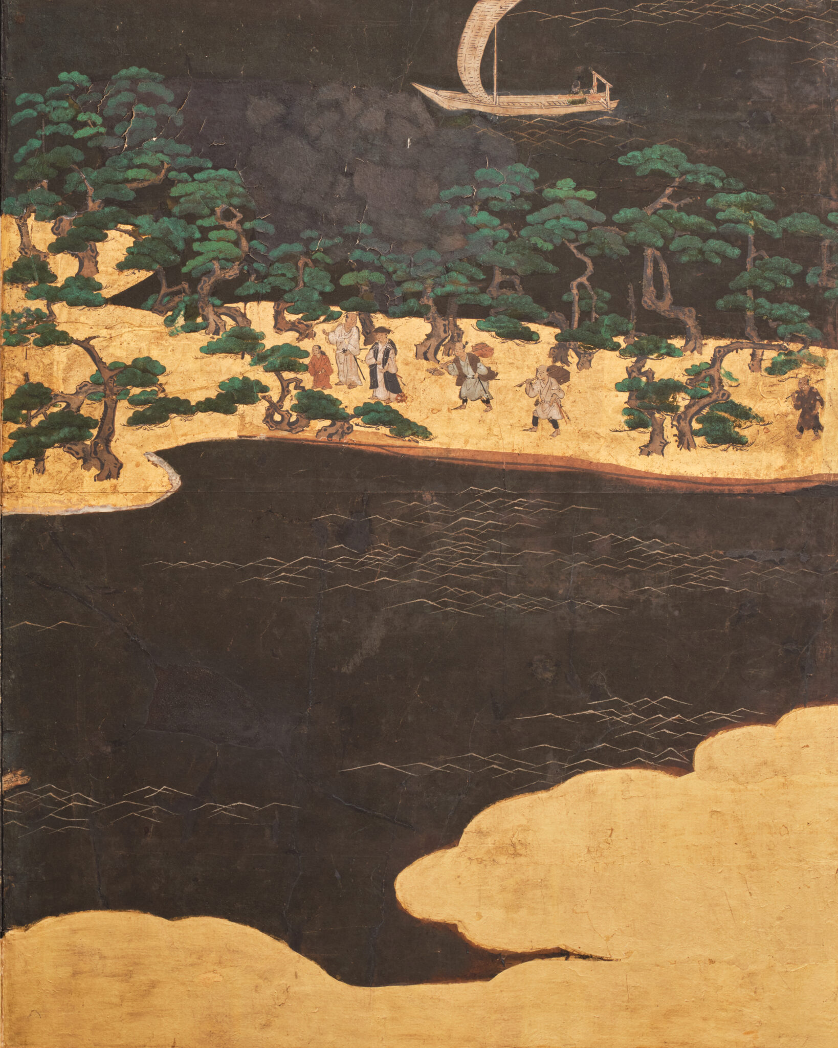 Japanese Six-Panel Screen: Seaside Shrine