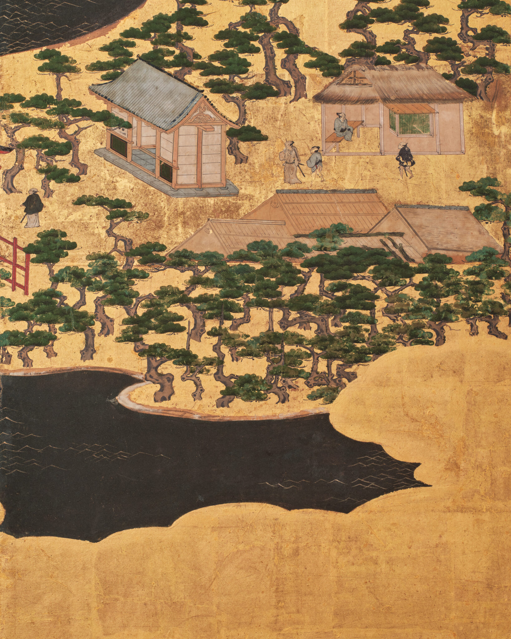 Japanese Six-Panel Screen: Seaside Shrine