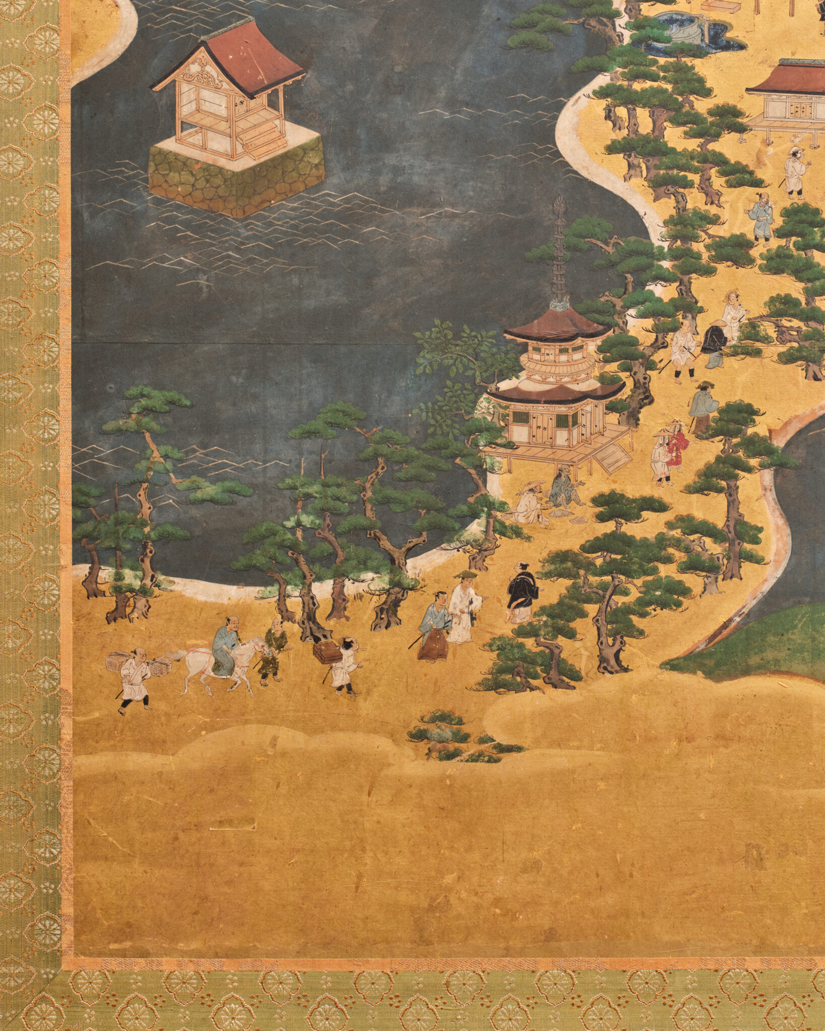 Japanese Six-Panel Screen: Seaside Shrine