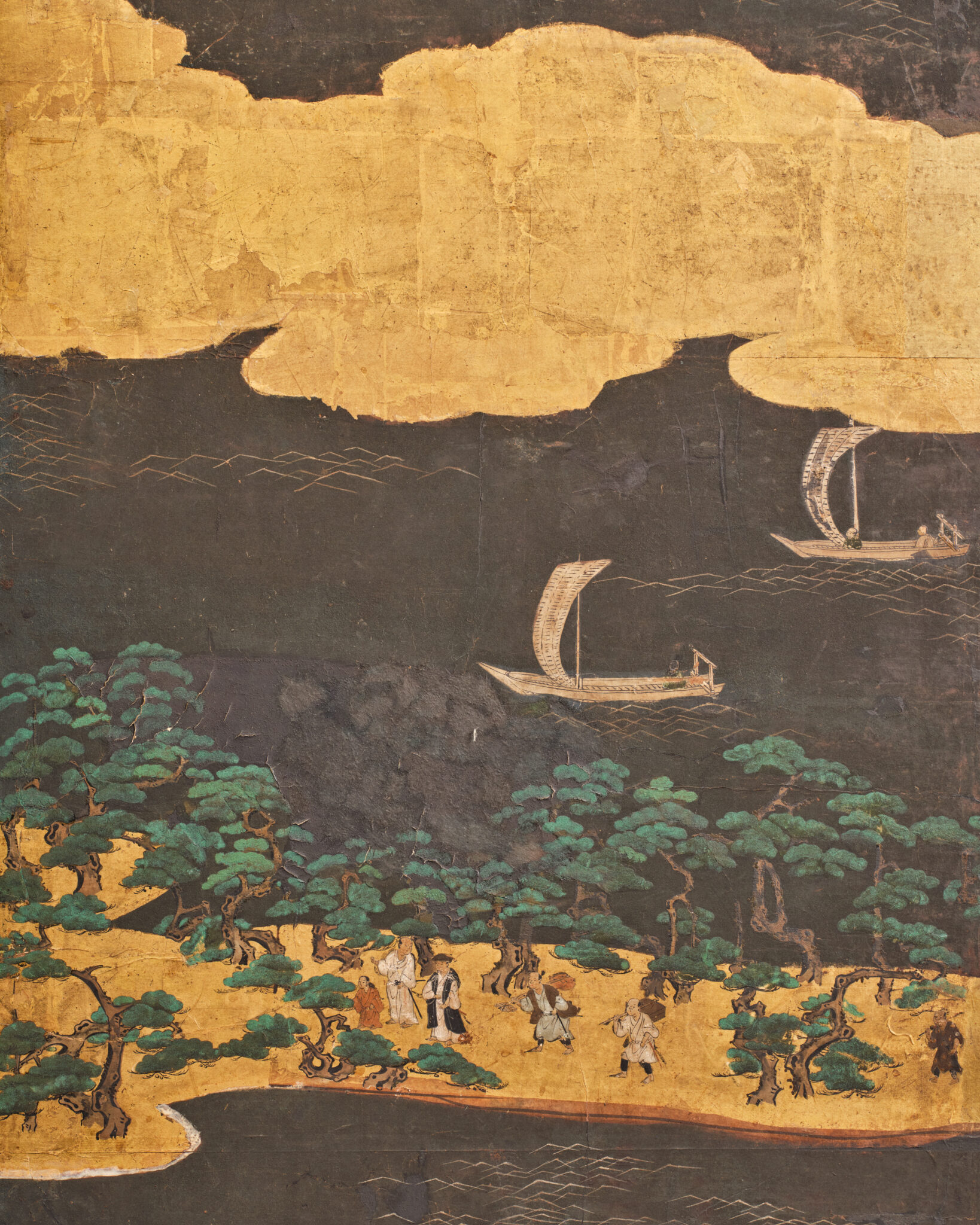 Japanese Six-Panel Screen: Seaside Shrine