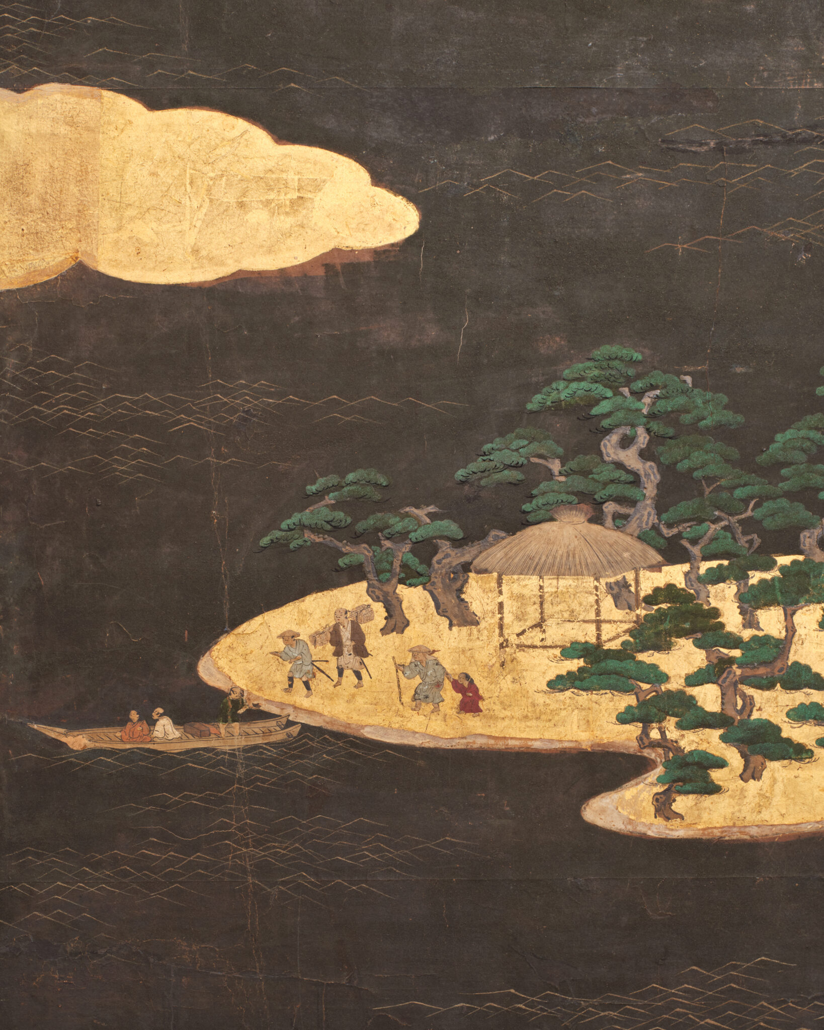 Japanese Six-Panel Screen: Seaside Shrine