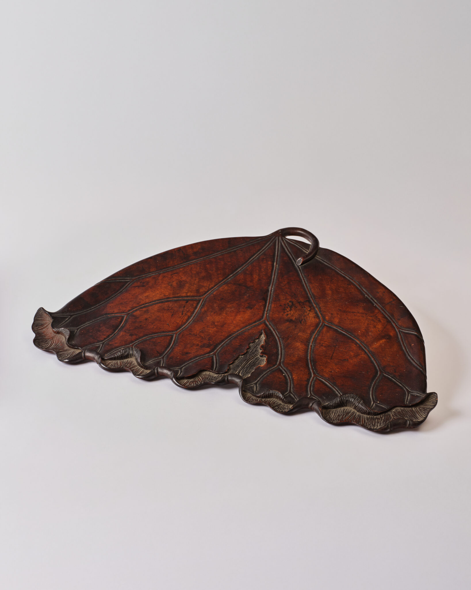 Japanese Carved Wood Leaf Tray