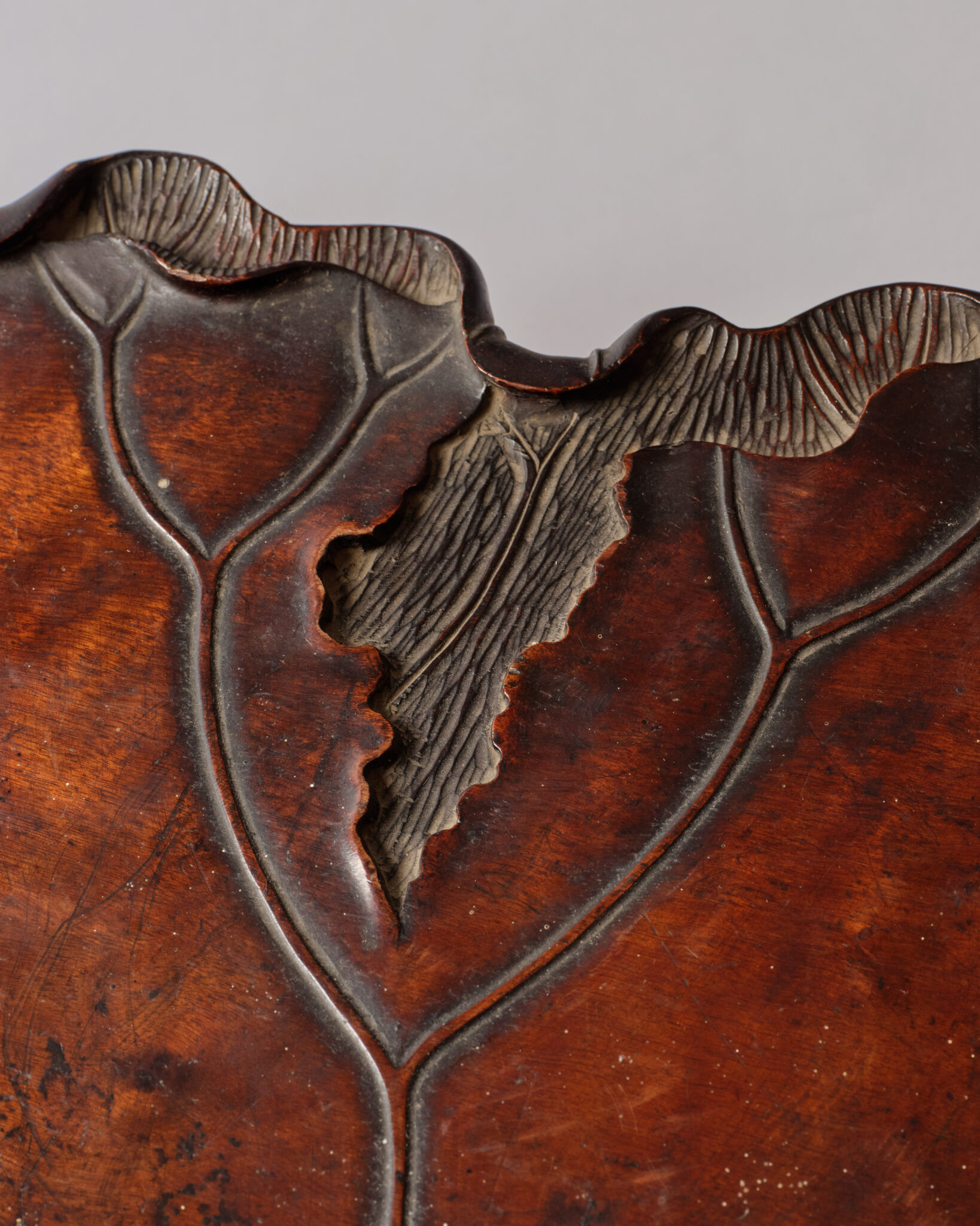 Japanese Carved Wood Leaf Tray