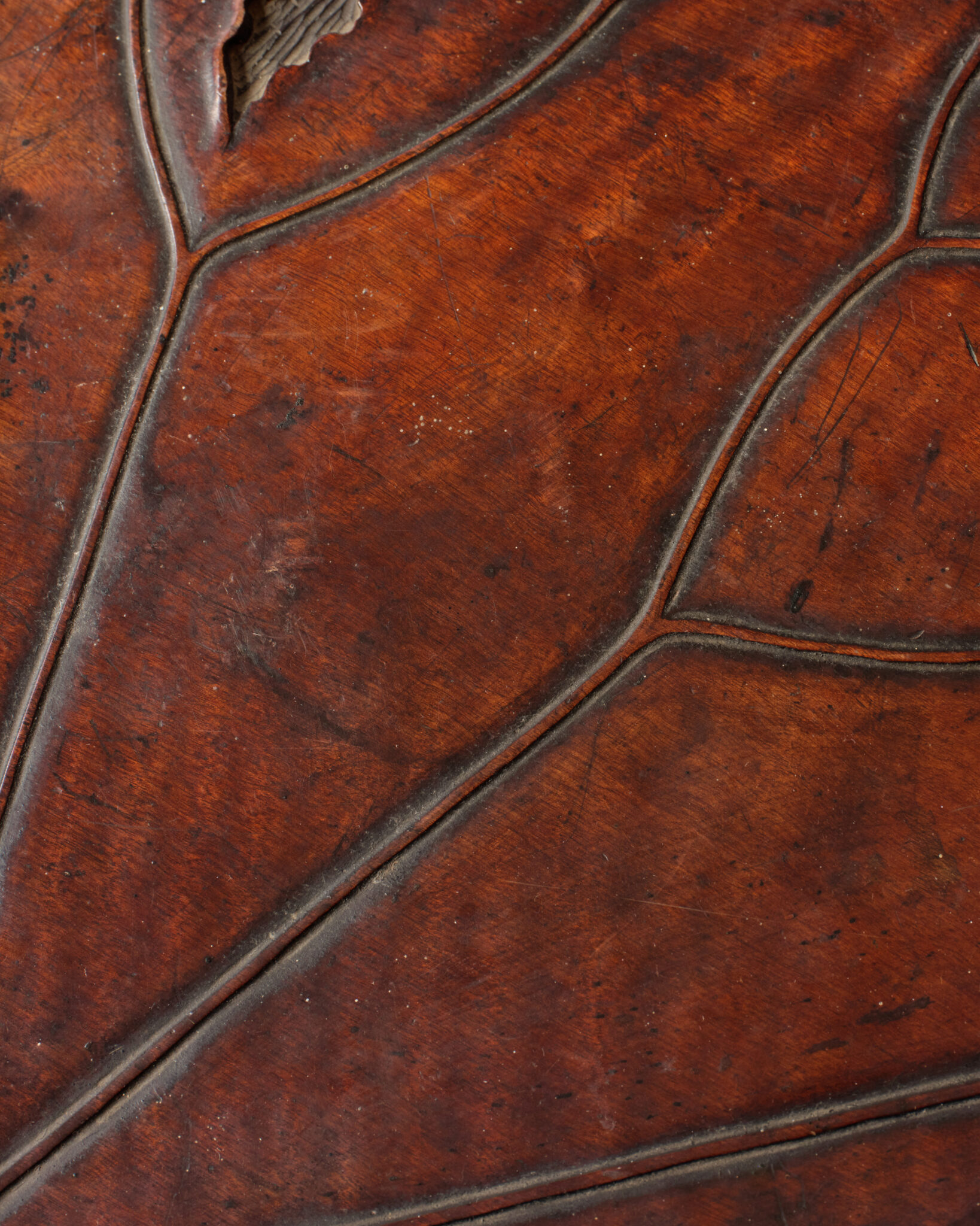 Japanese Carved Wood Leaf Tray