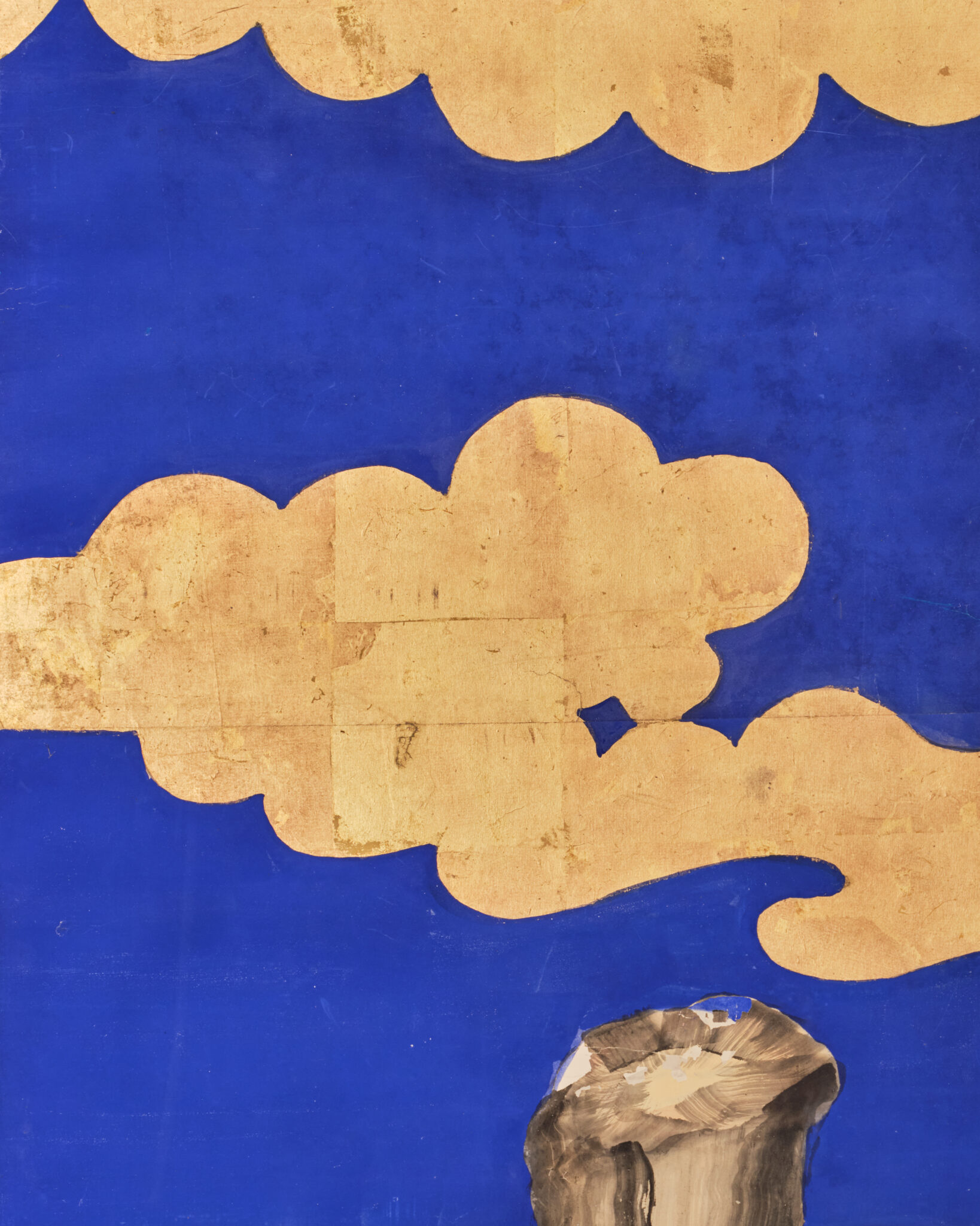 Japanese Six-Panel Screen: Vibrant Ocean Landscape with Fishing Nets