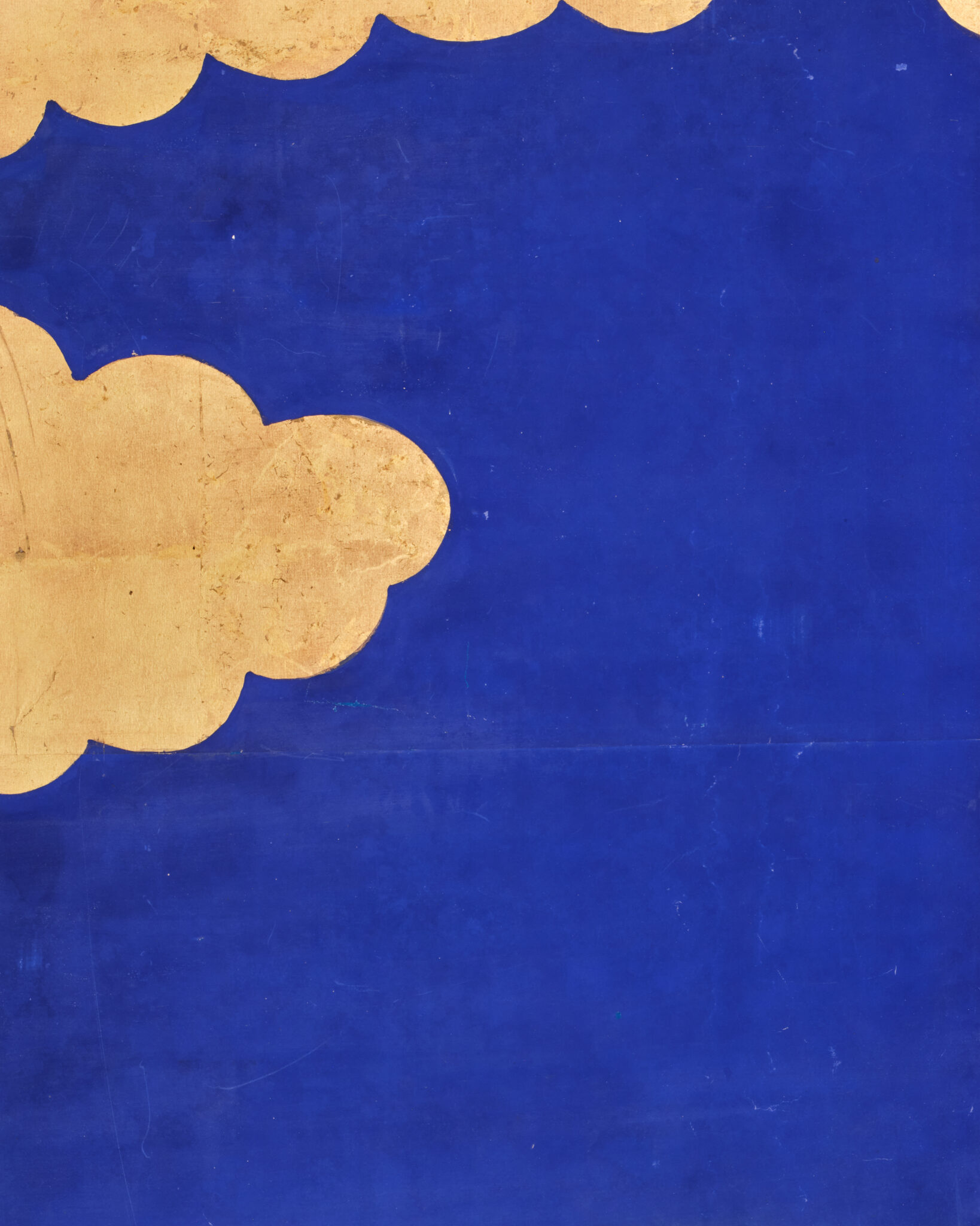 Japanese Six-Panel Screen: Vibrant Ocean Landscape with Fishing Nets