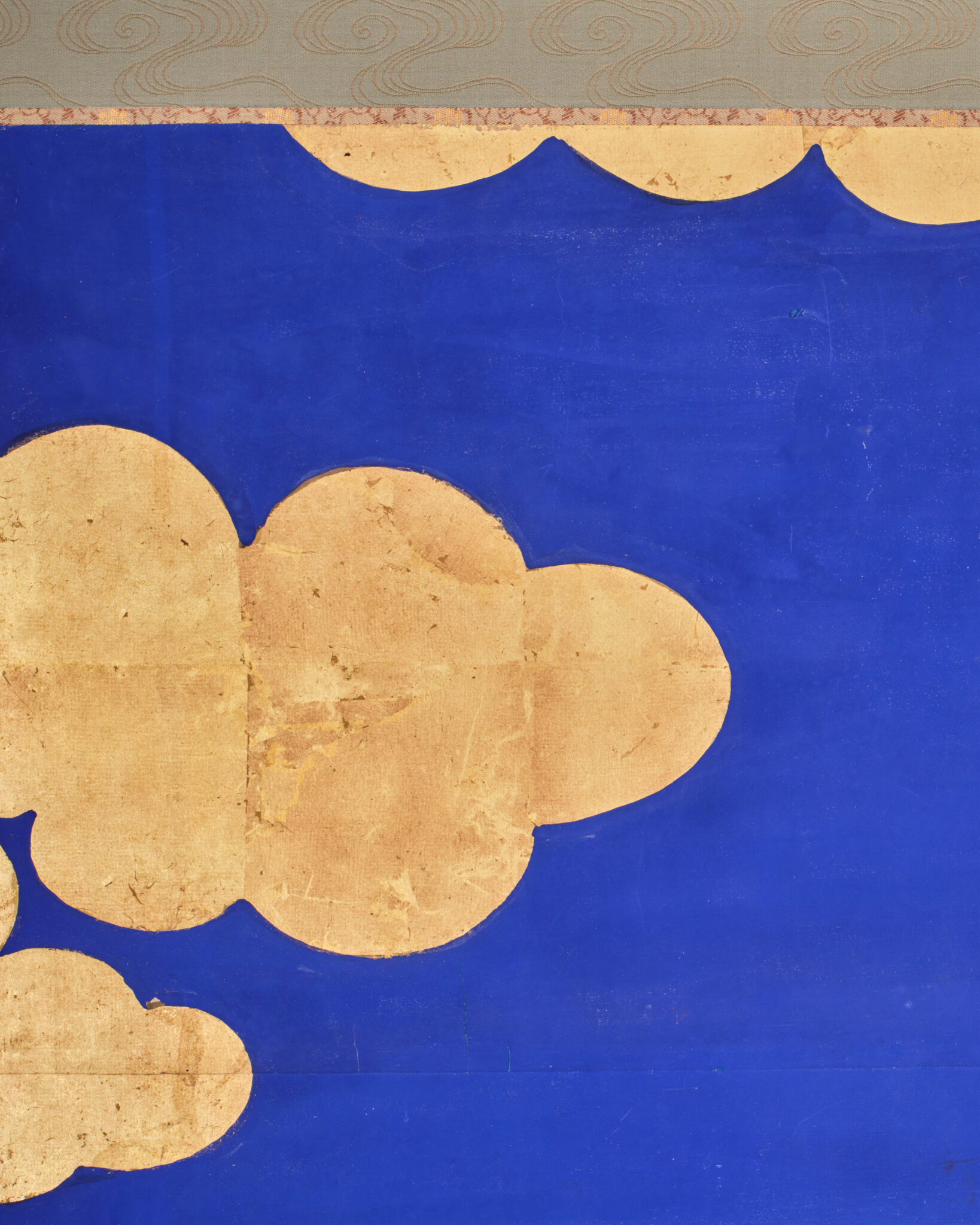 Japanese Six-Panel Screen: Vibrant Ocean Landscape with Fishing Nets