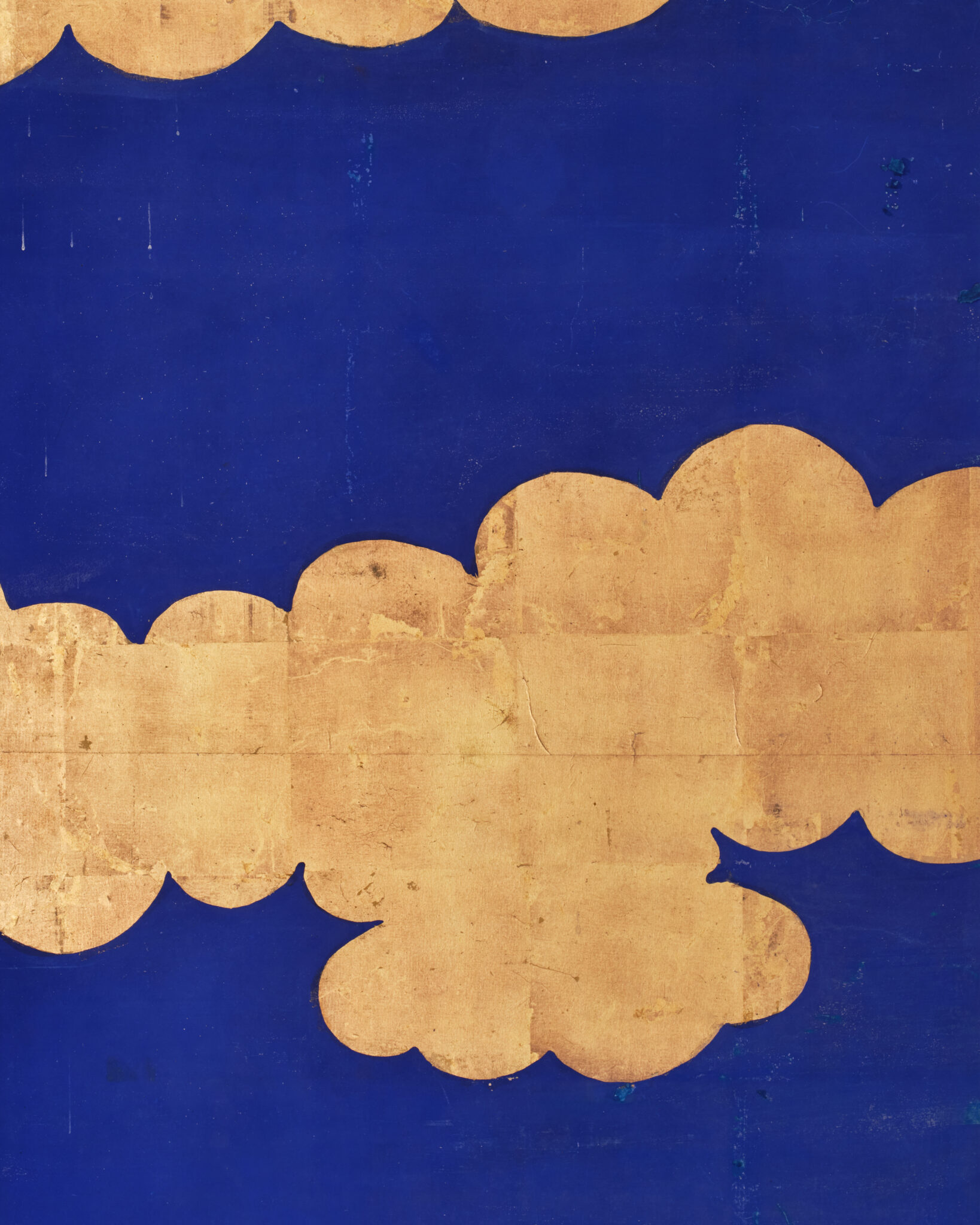 Japanese Six-Panel Screen: Vibrant Ocean Landscape with Fishing Nets