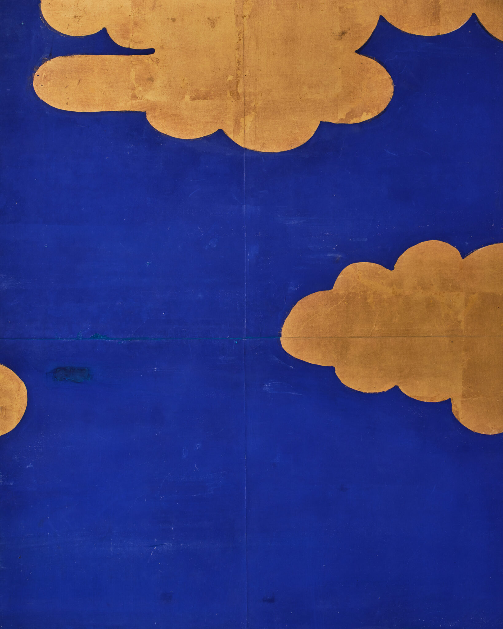Japanese Six-Panel Screen: Vibrant Ocean Landscape with Fishing Nets