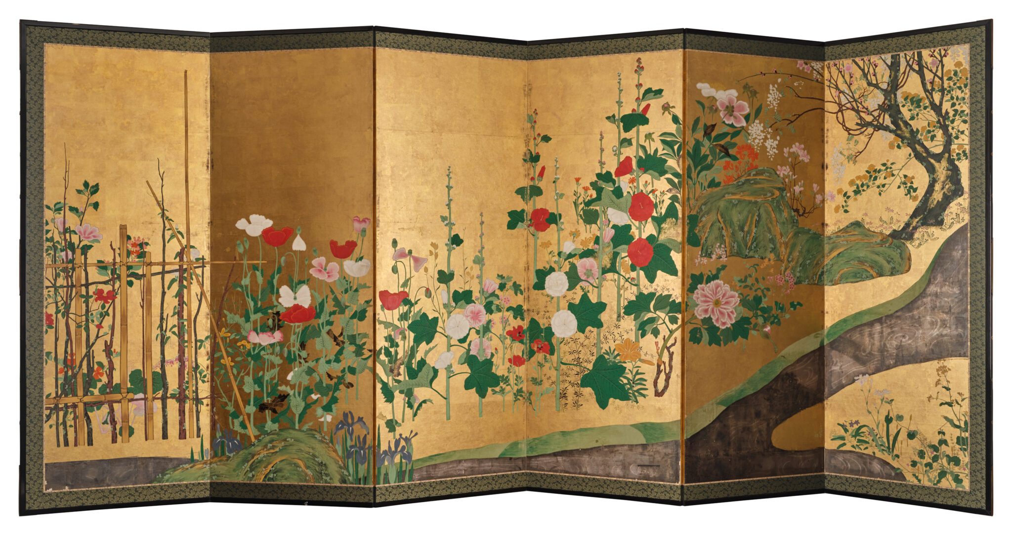 Japanese Six-Panel Screen: Garden Landscape