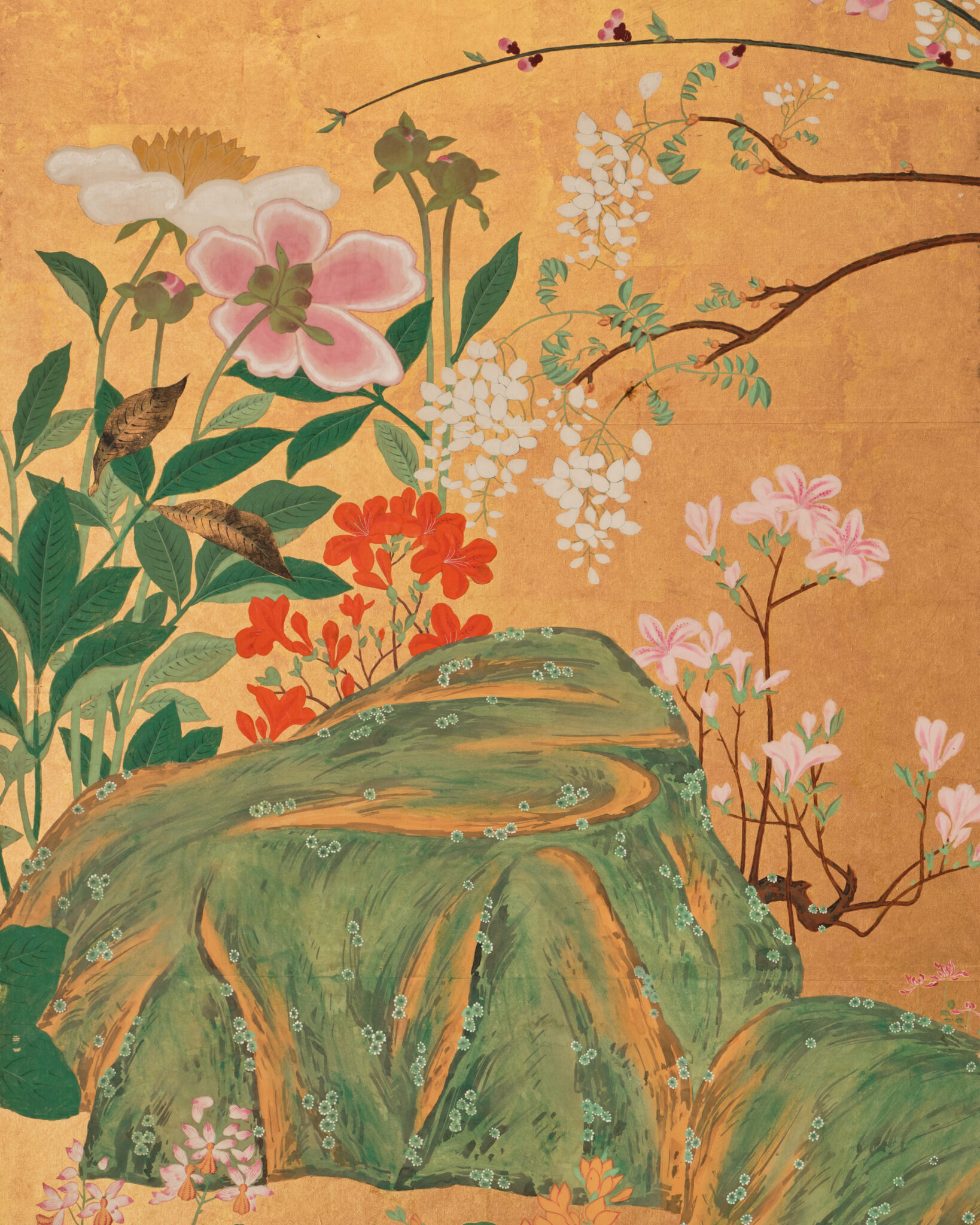 Japanese Six-Panel Screen: Garden Landscape