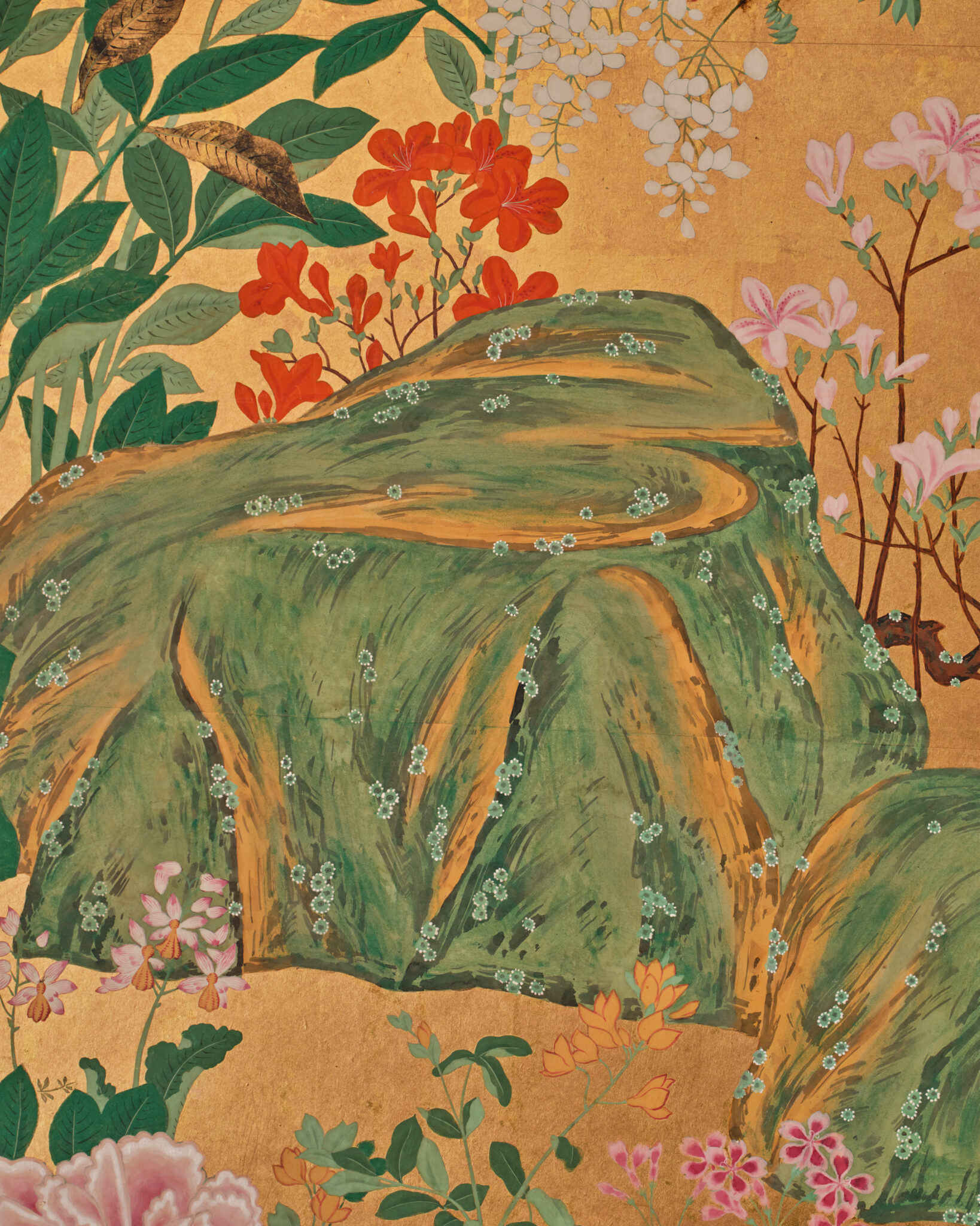 Japanese Six-Panel Screen: Garden Landscape