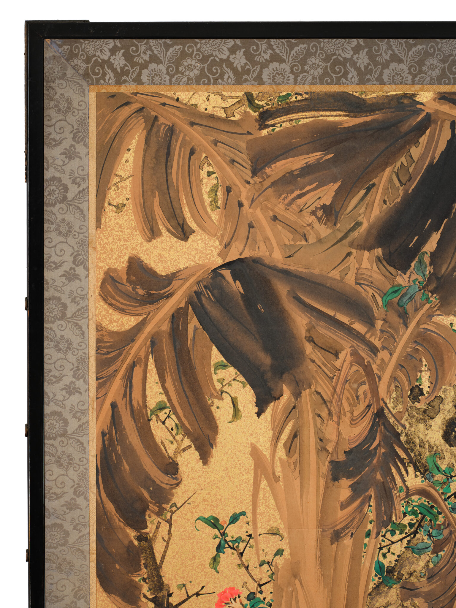 Japanese Two-Panel Screen: Tropical Paradise with a White Cockatoo
