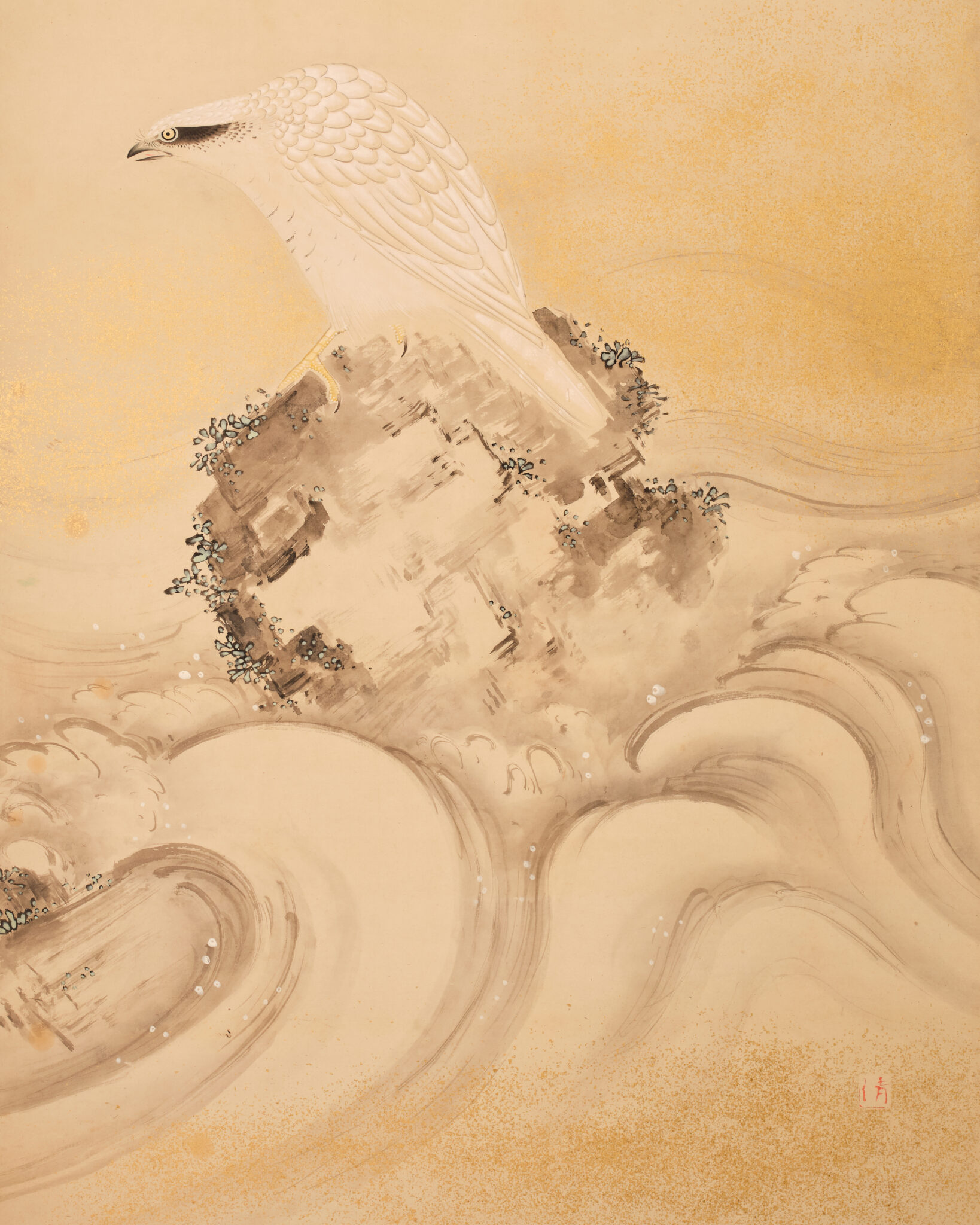 Japanese Two-Panel Screen: Sea Hawk by Watanabe Kiyoshi